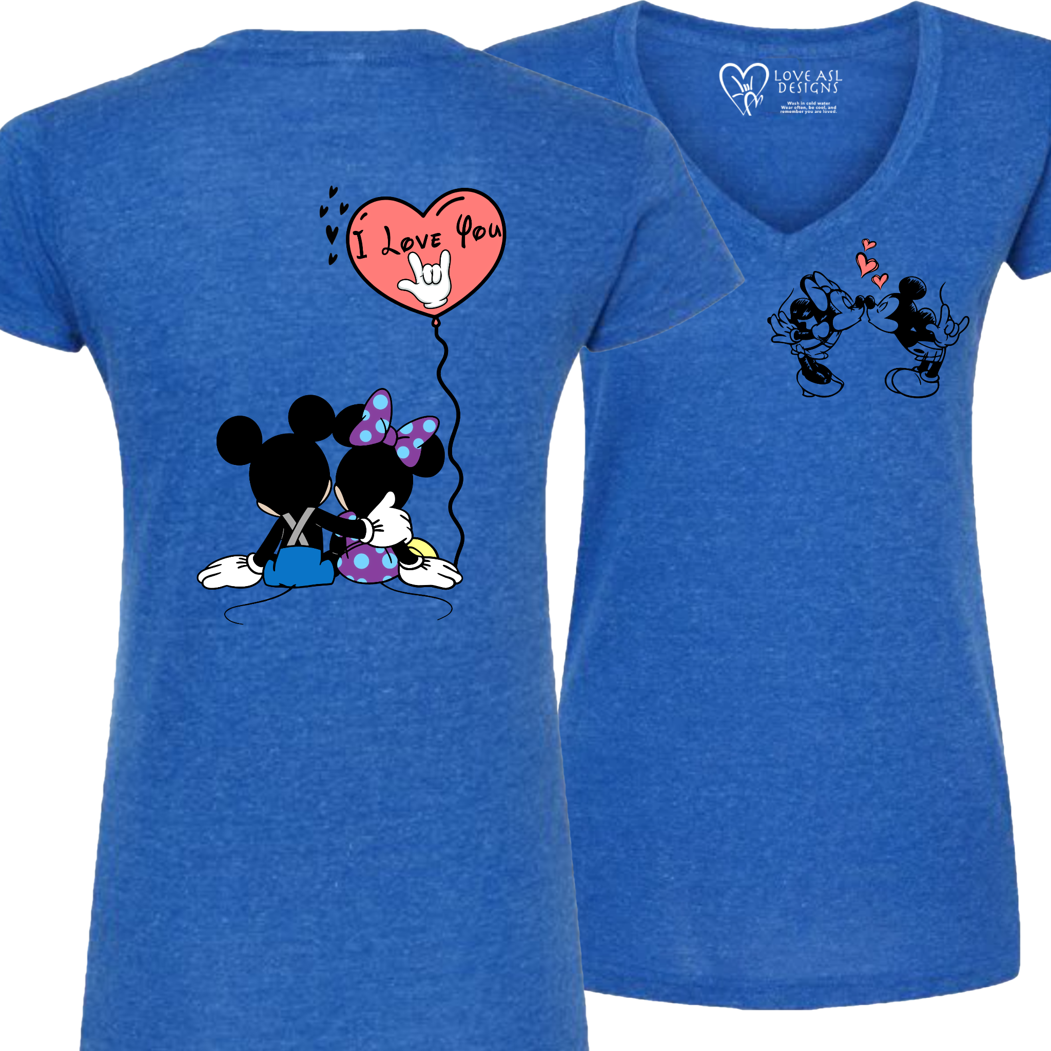 Mickey & Minnie Kissing Balloon V-Neck (WOMEN)