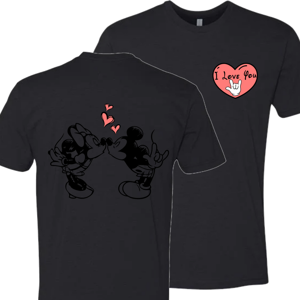 Mickey & Minnie Kissing with Heart T-Shirt