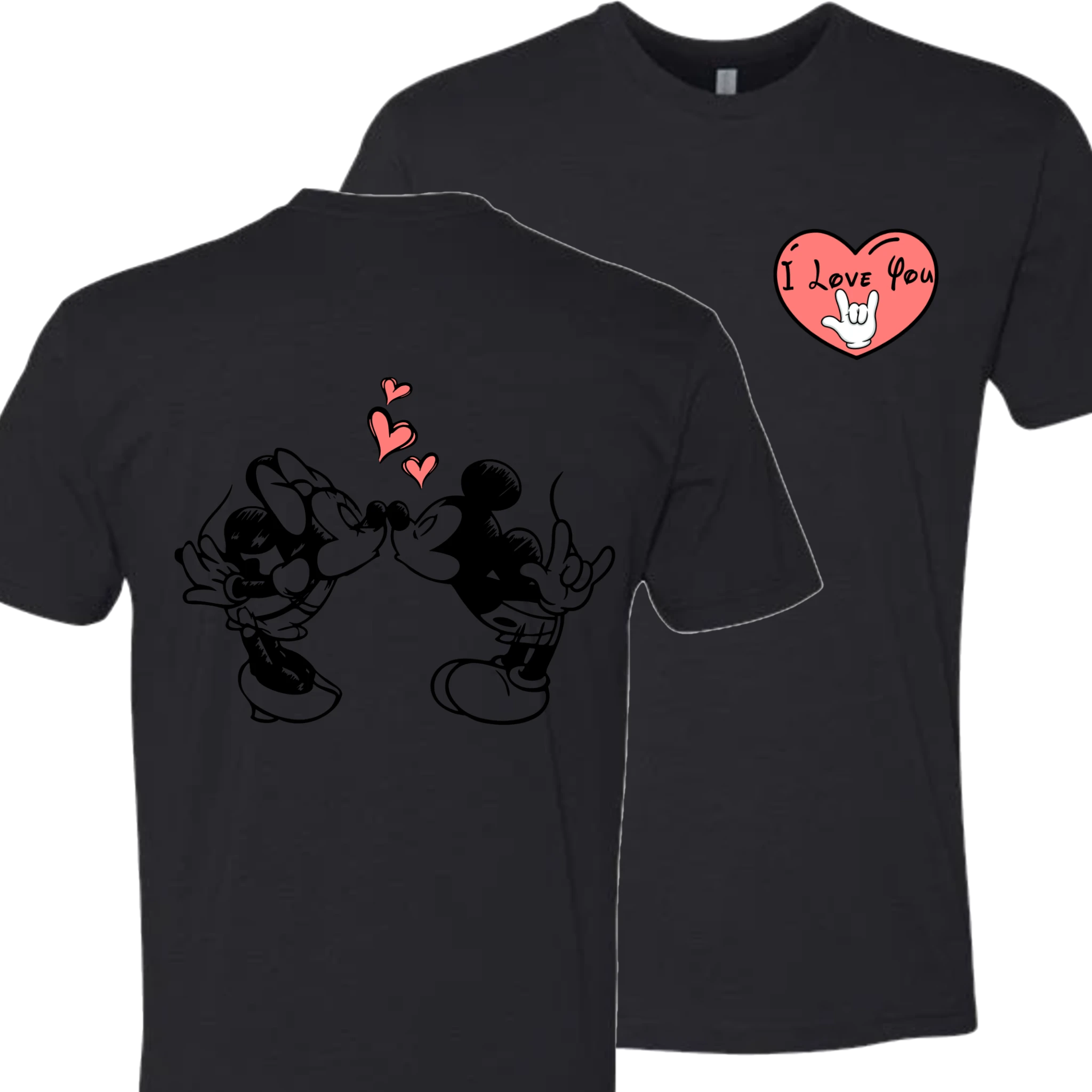 Mickey & Minnie Kissing with Heart T-Shirt
