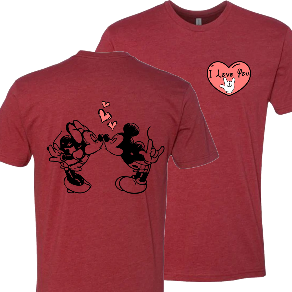 Mickey & Minnie Kissing with Heart T-Shirt