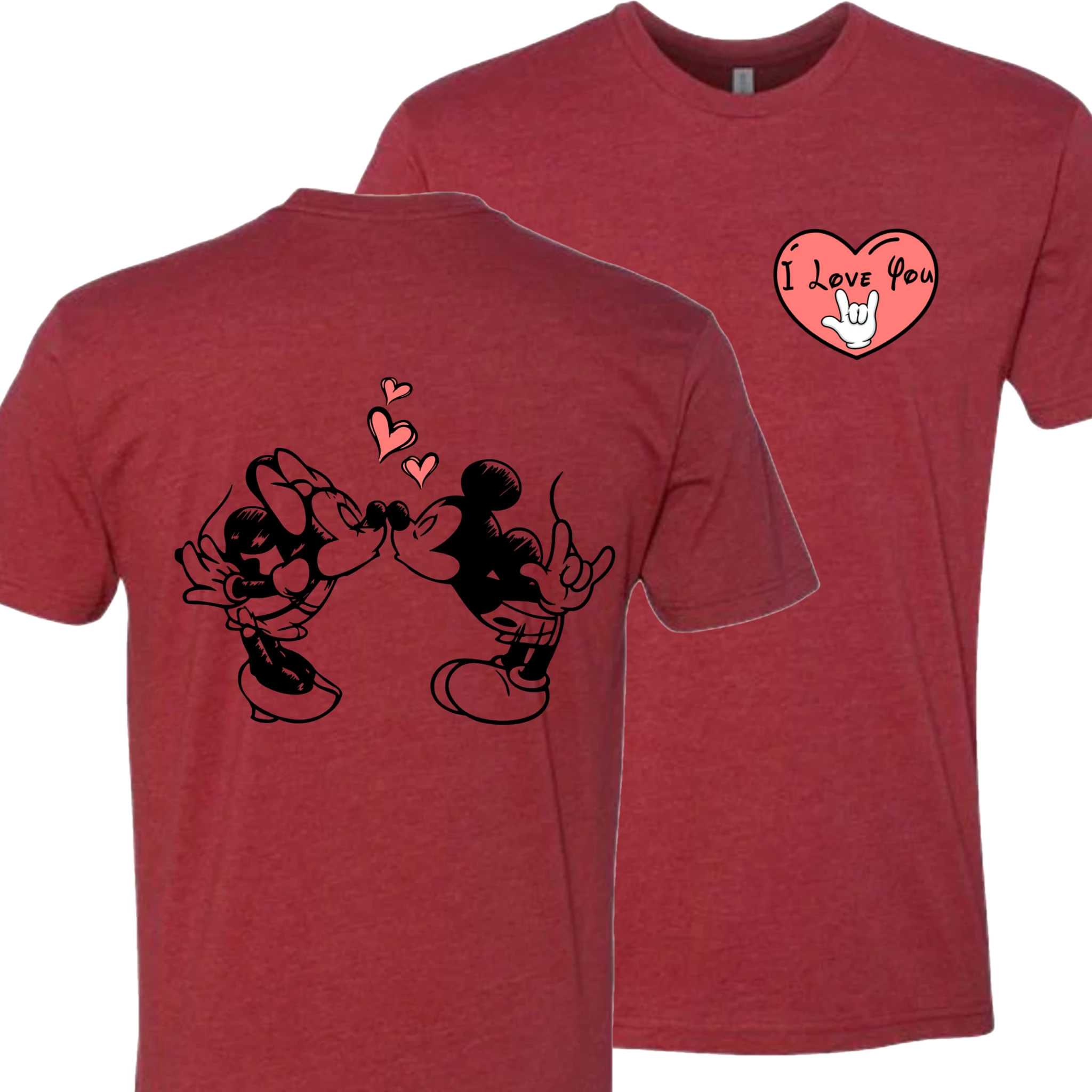 Mickey & Minnie Kissing with Heart T-Shirt