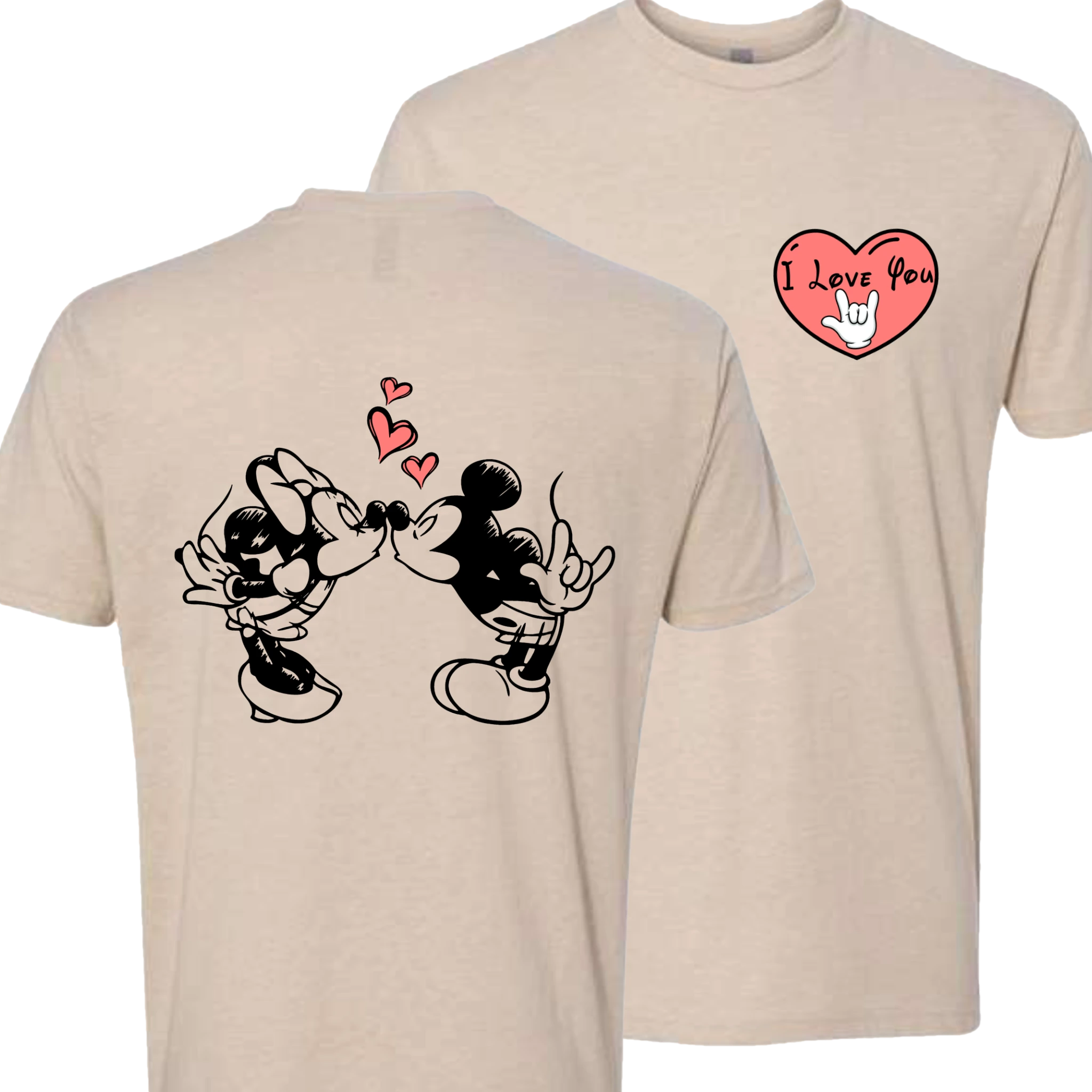 Mickey & Minnie Kissing with Heart T-Shirt