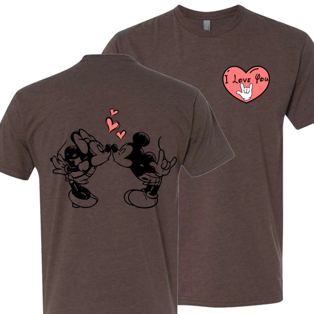 Mickey & Minnie Kissing with Heart T-Shirt