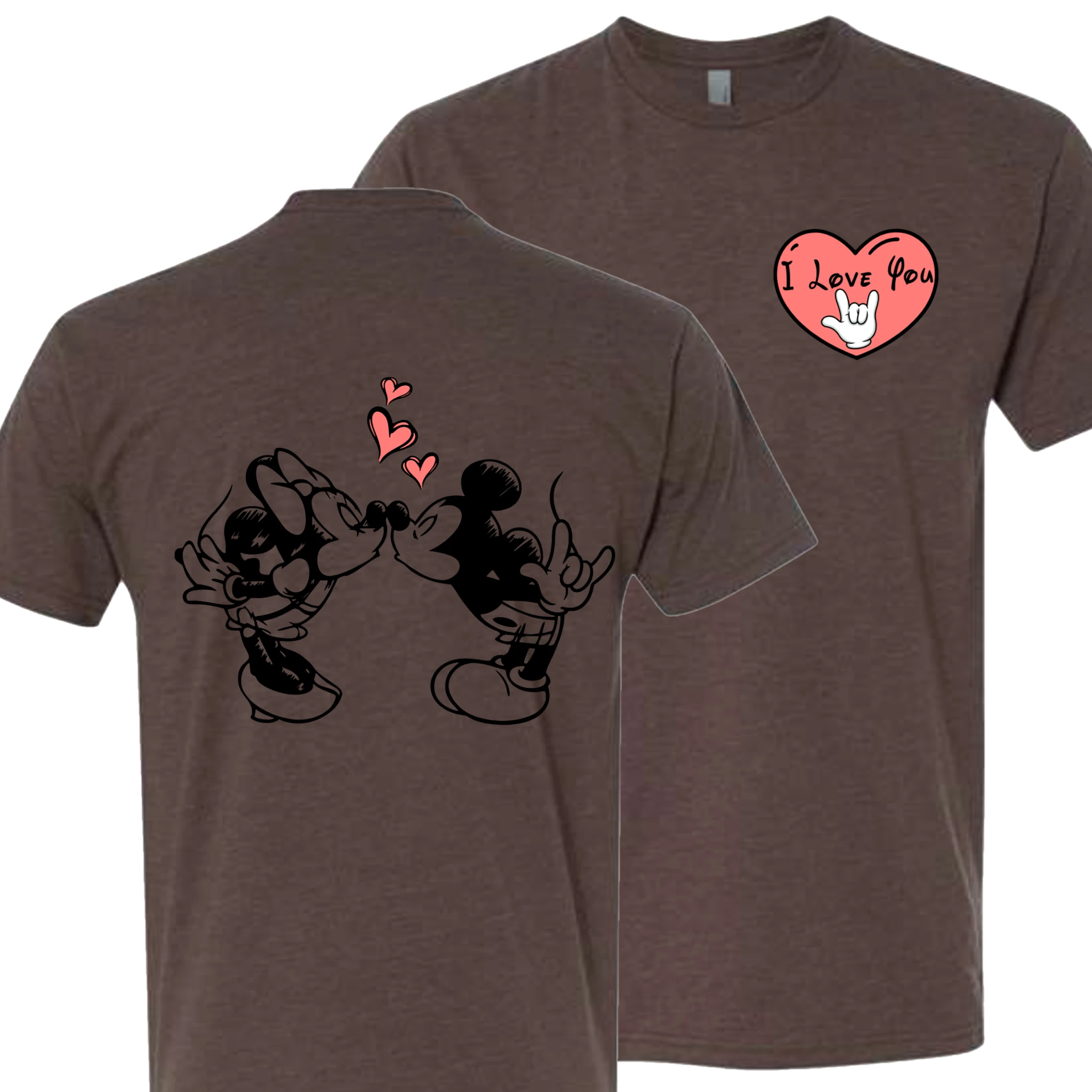 Mickey & Minnie Kissing with Heart T-Shirt