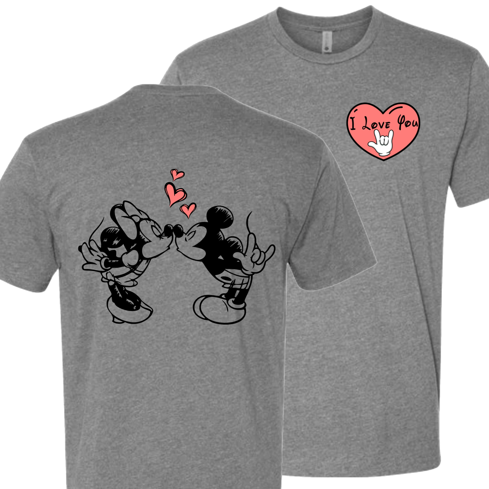 Mickey & Minnie Kissing with Heart T-Shirt