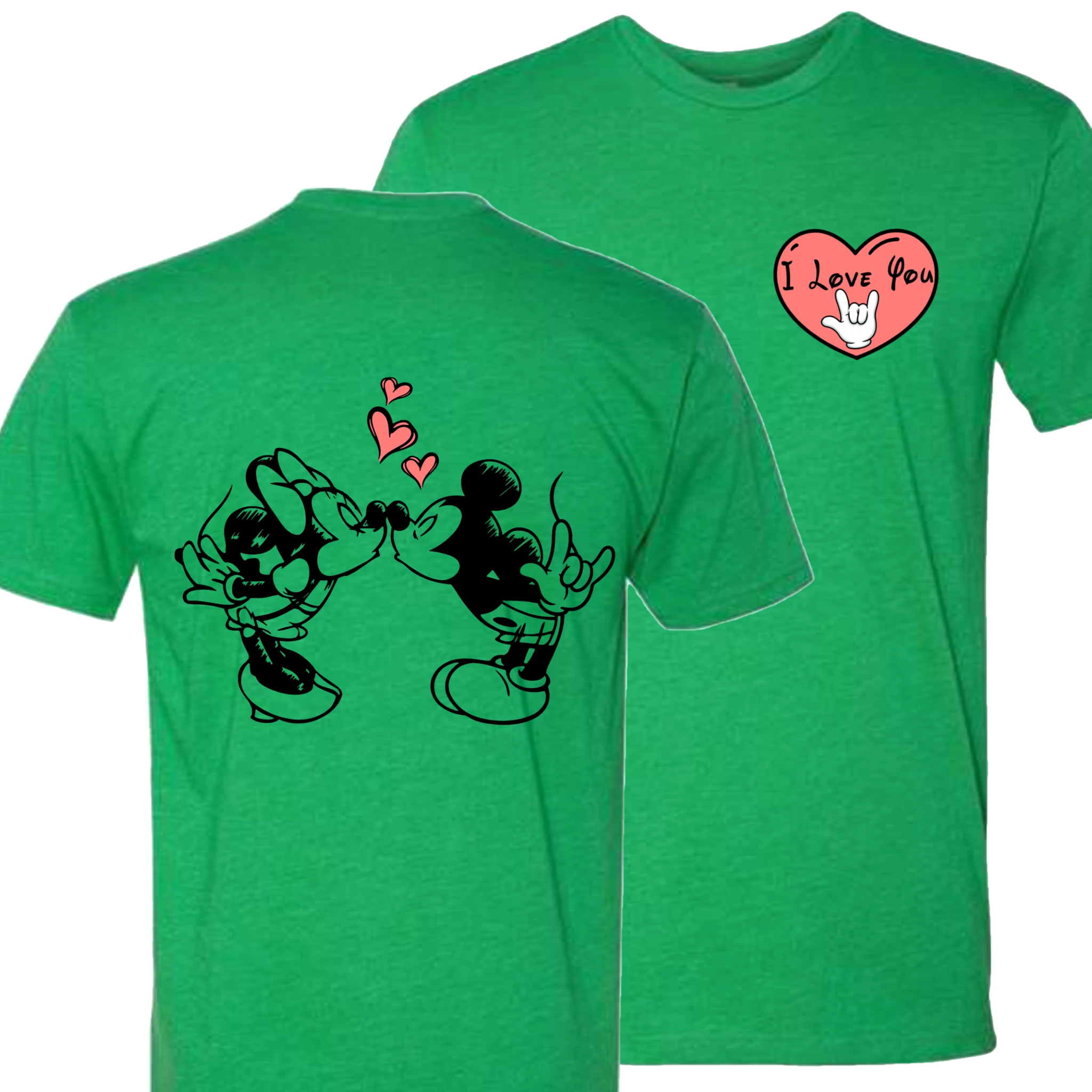 Mickey & Minnie Kissing with Heart T-Shirt