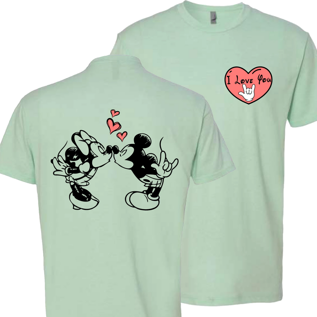 Mickey & Minnie Kissing with Heart T-Shirt