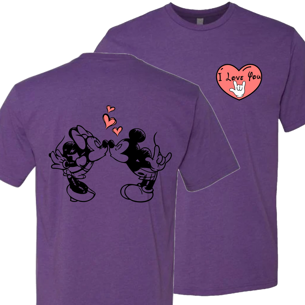 Mickey & Minnie Kissing with Heart T-Shirt