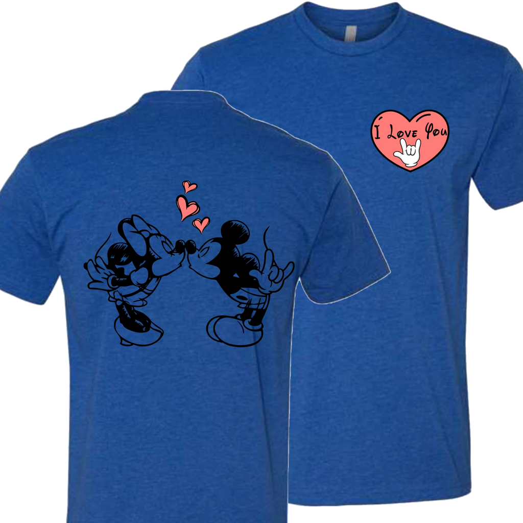 Mickey & Minnie Kissing with Heart T-Shirt