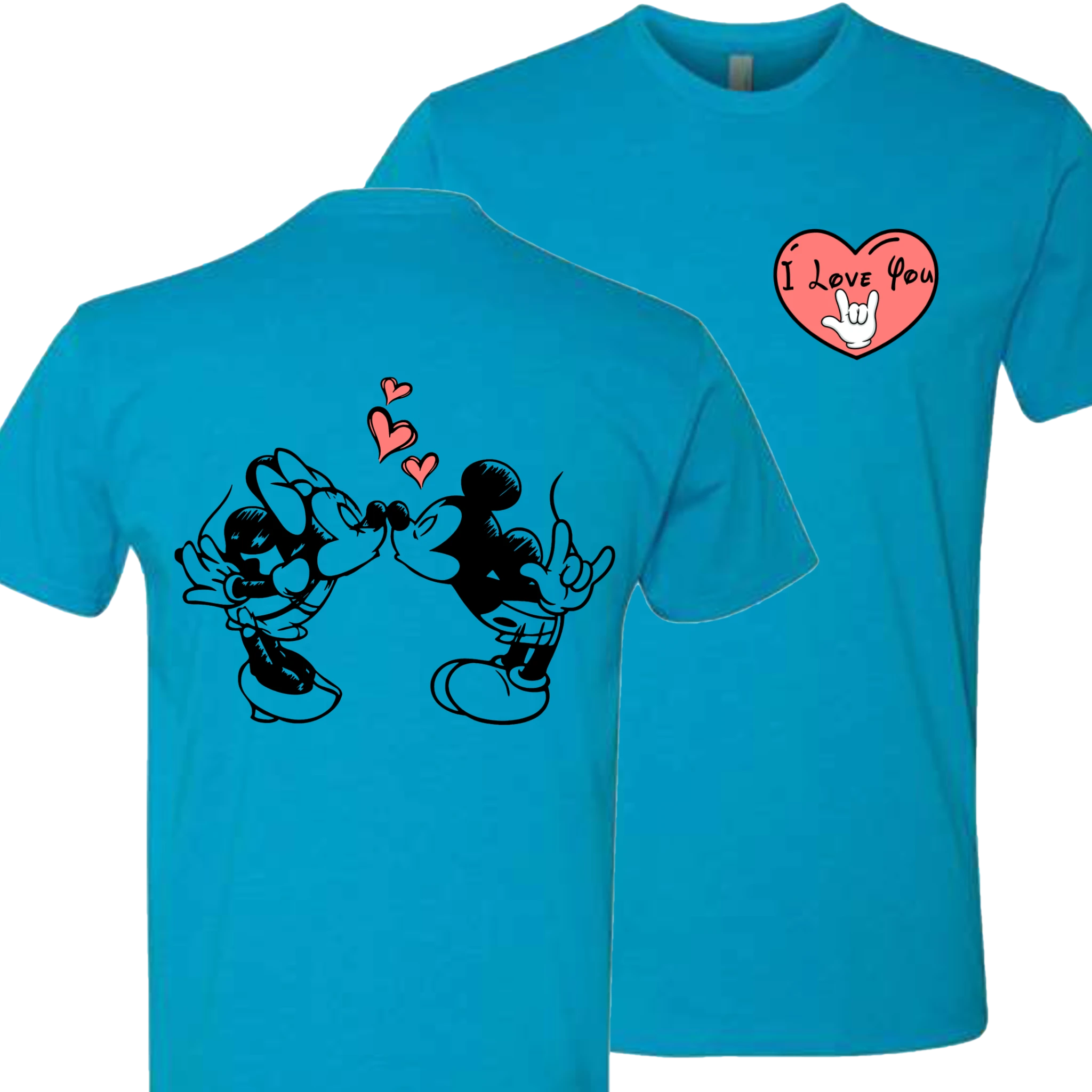 Mickey & Minnie Kissing with Heart T-Shirt