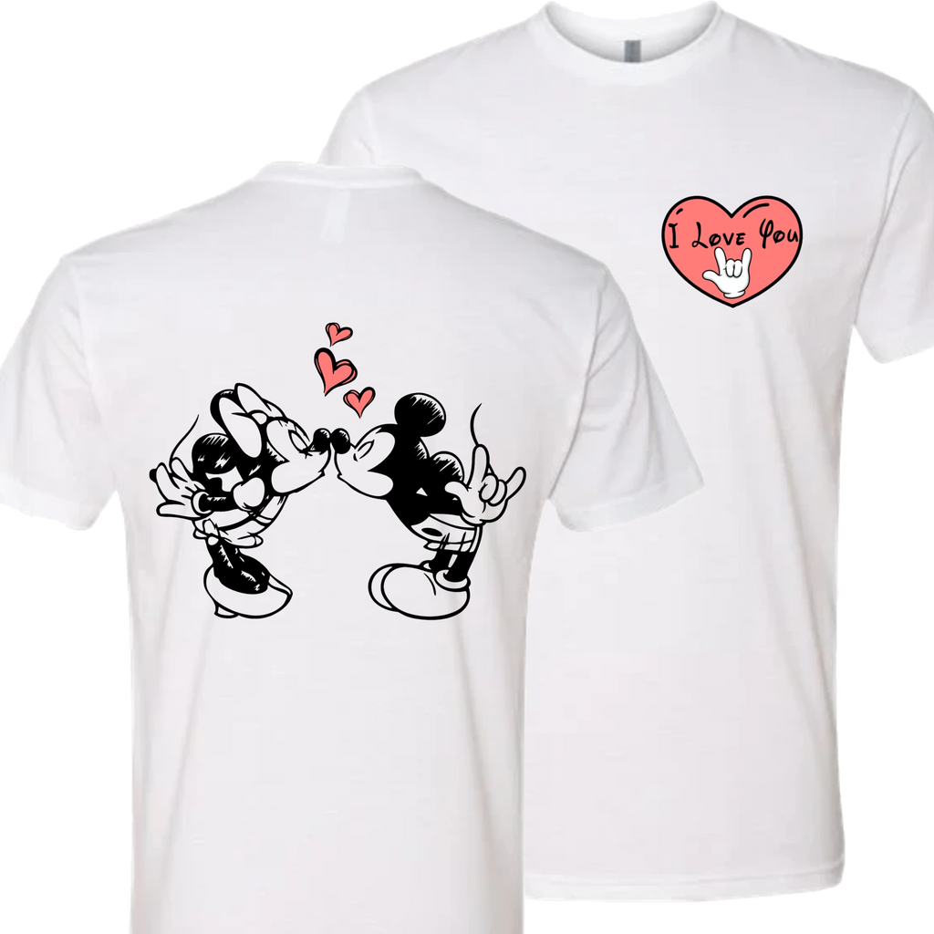 Mickey & Minnie Kissing with Heart T-Shirt