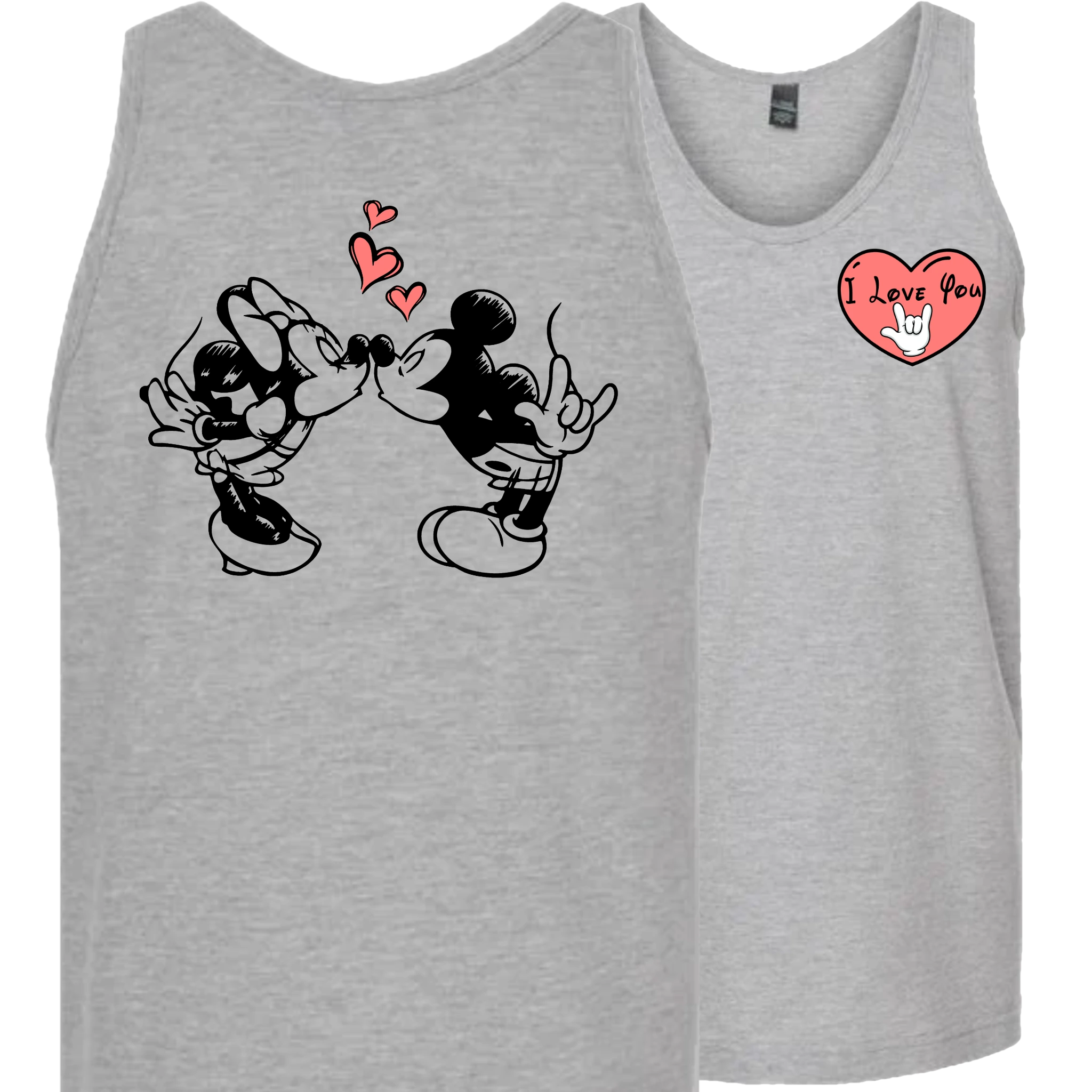 Mickey & Minnie Kissing with Heart Tank Top (MEN)