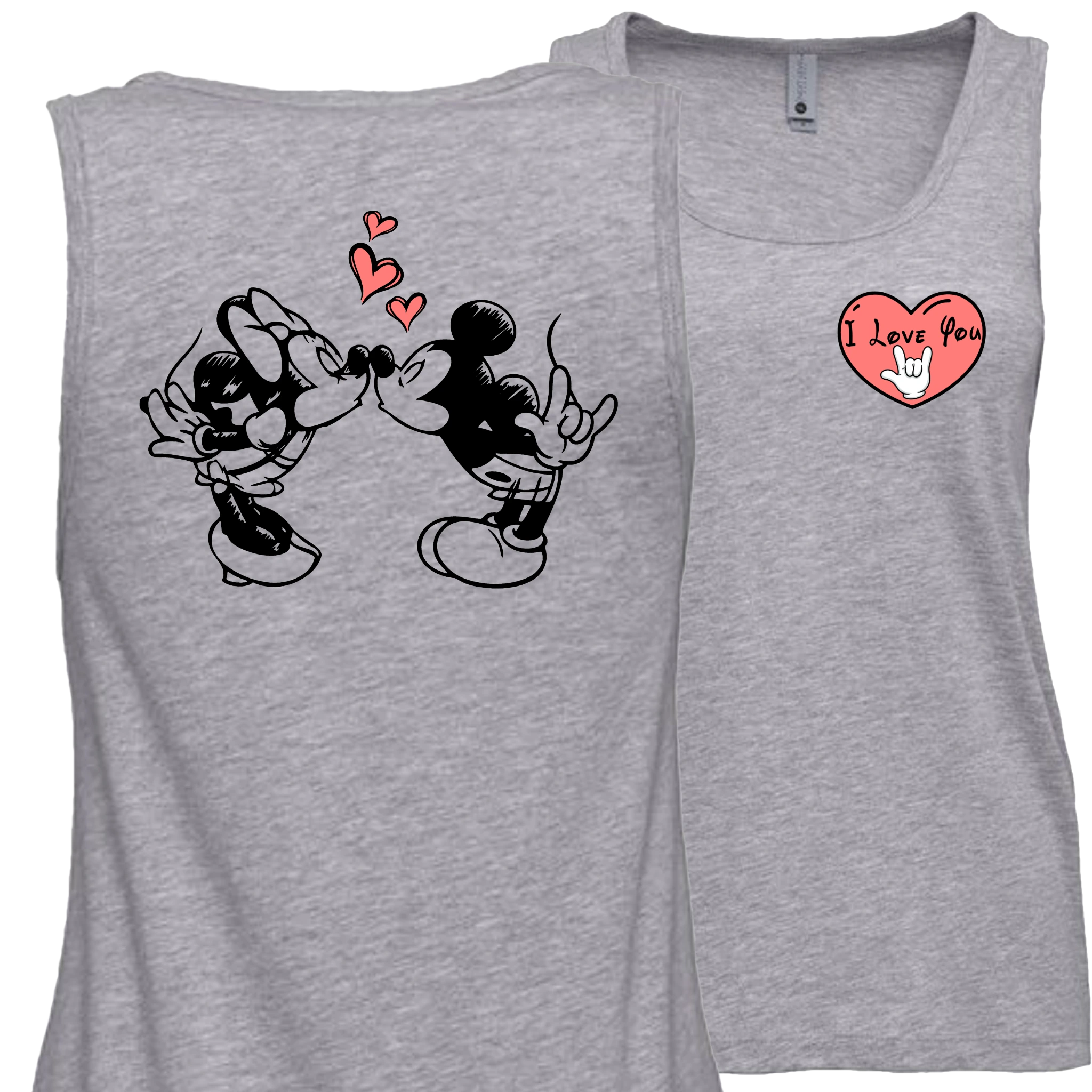 Mickey & Minnie Kissing with Heart Tank Top (WOMEN)