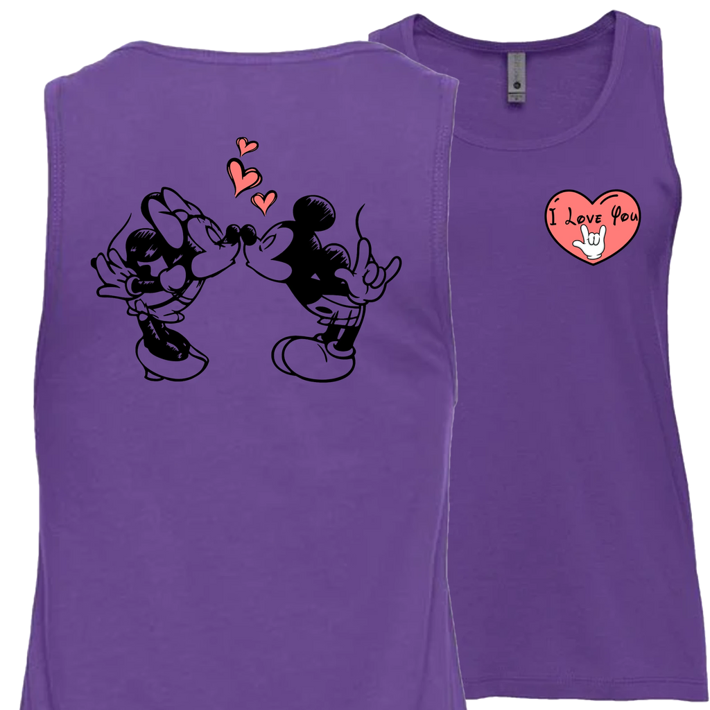 Mickey & Minnie Kissing with Heart Tank Top (WOMEN)