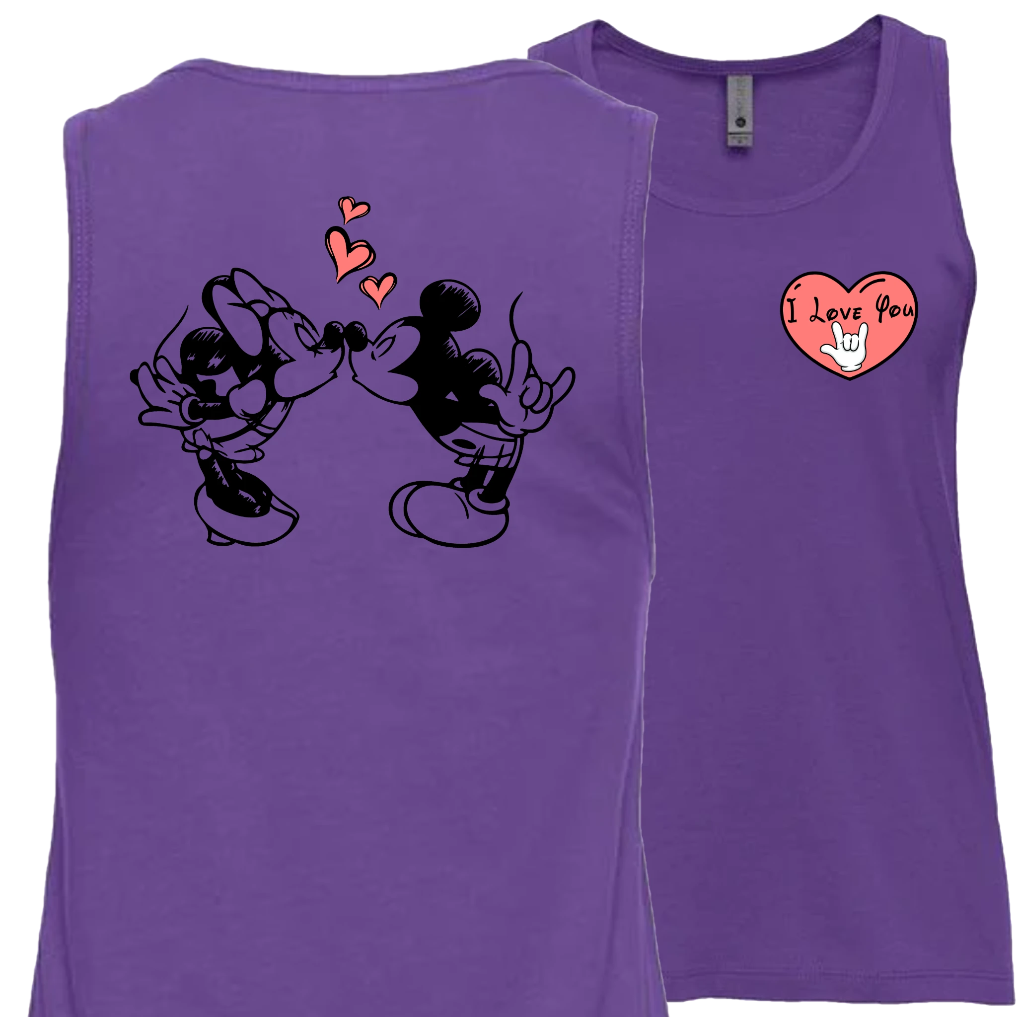 Mickey & Minnie Kissing with Heart Tank Top (WOMEN)