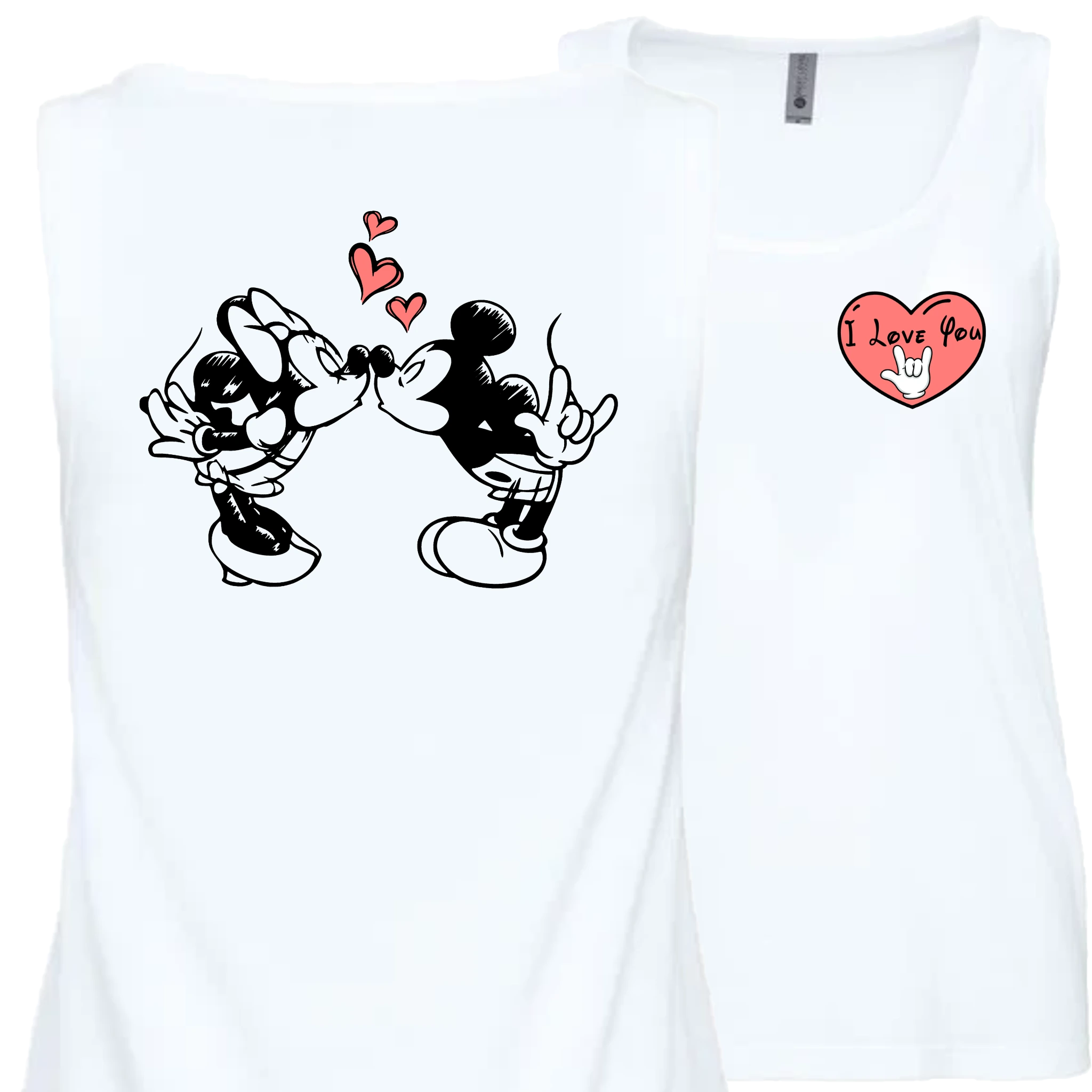 Mickey & Minnie Kissing with Heart Tank Top (WOMEN)