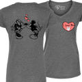 Mickey & Minnie Kissing with Heart V-Neck (WOMEN)