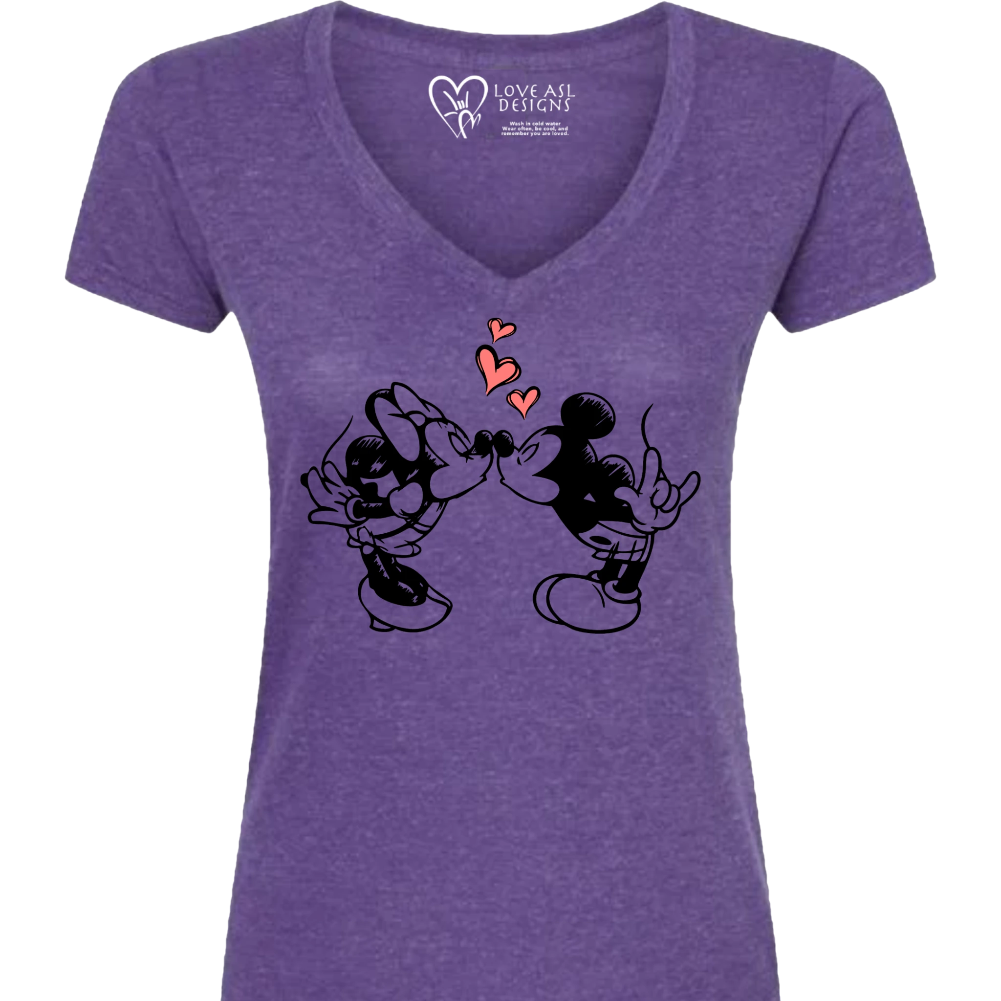 Mickey & Minnie Kissing V-Neck (WOMEN)