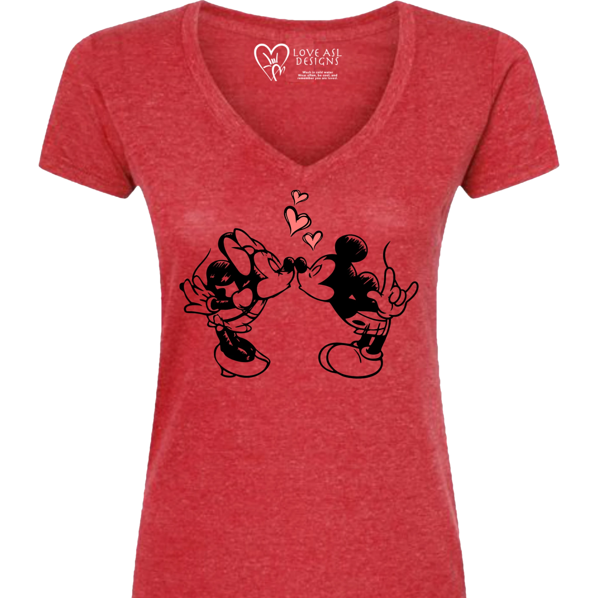 Mickey & Minnie Kissing V-Neck (WOMEN)