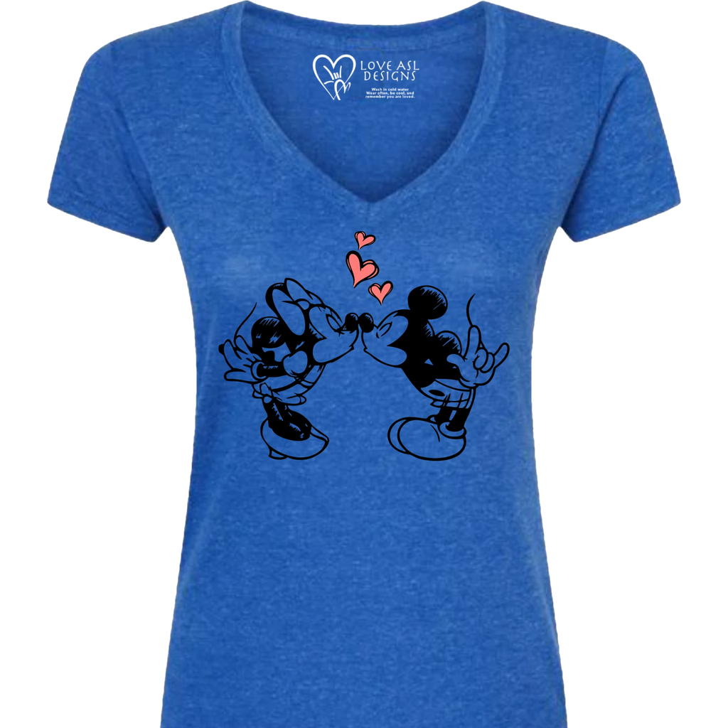 Mickey & Minnie Kissing V-Neck (WOMEN)
