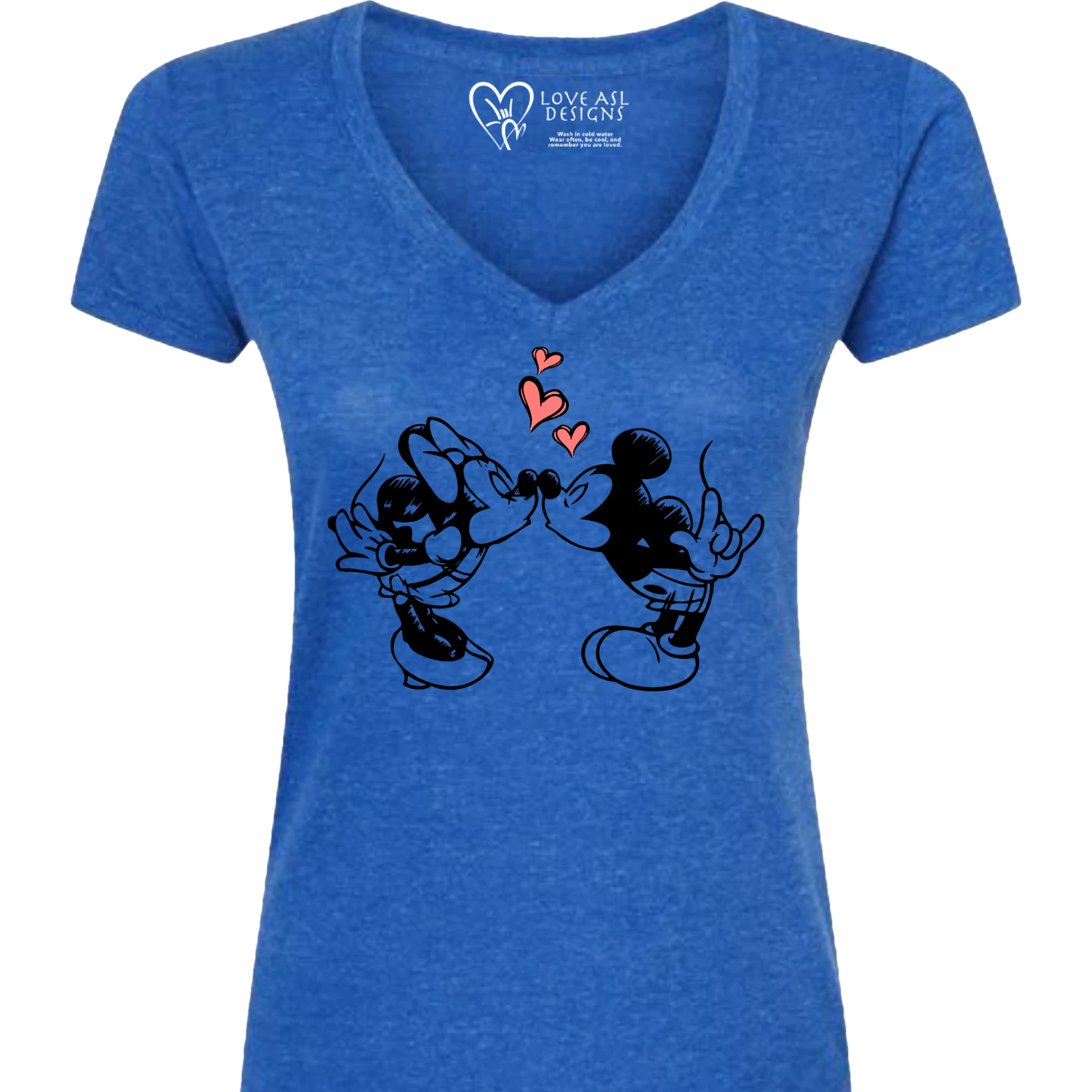 Mickey & Minnie Kissing V-Neck (WOMEN)