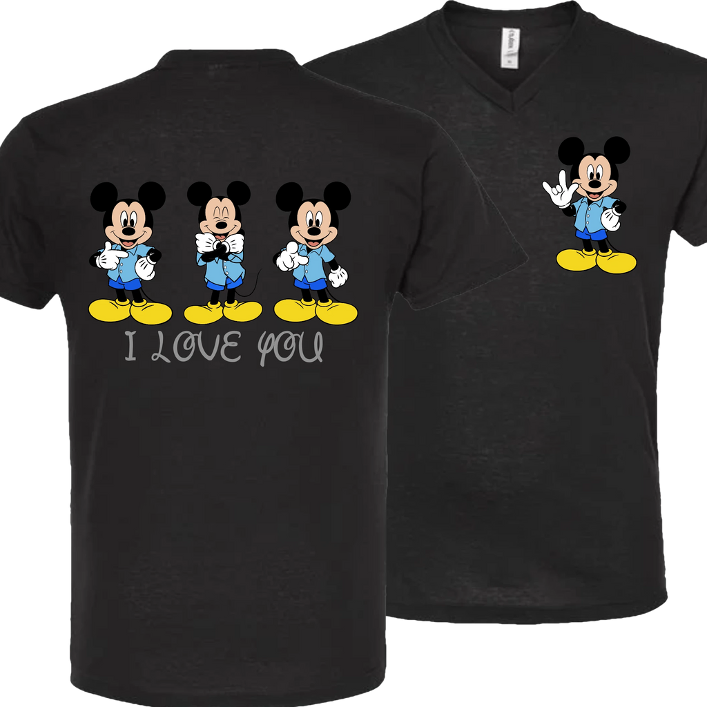 Mickey ILY I Love You V-Neck T-Shirt (MEN)