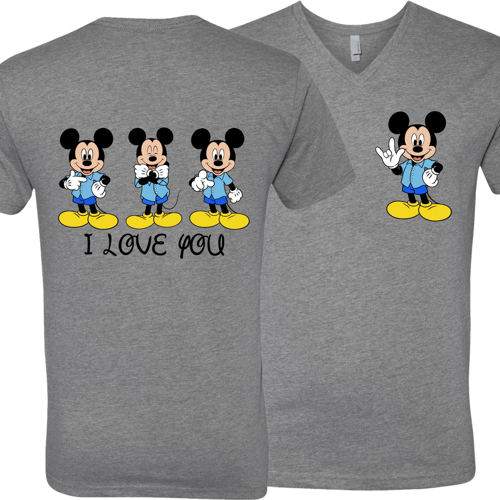Mickey ILY I Love You V-Neck T-Shirt (MEN)