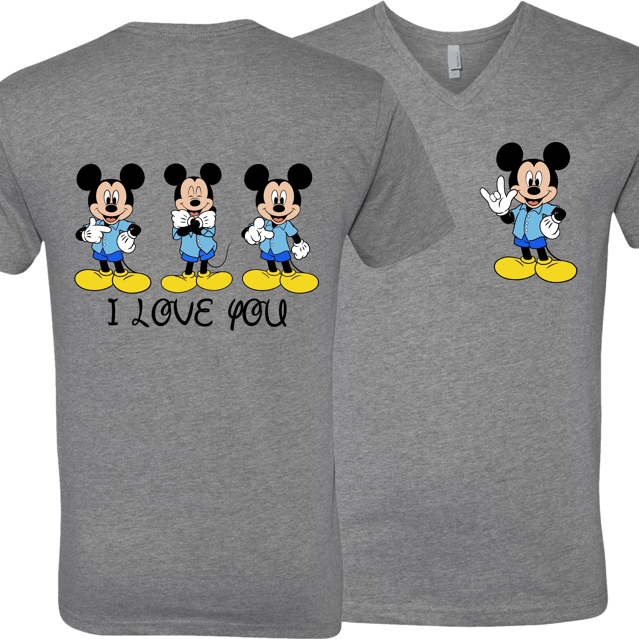 Mickey ILY I Love You V-Neck T-Shirt (MEN)