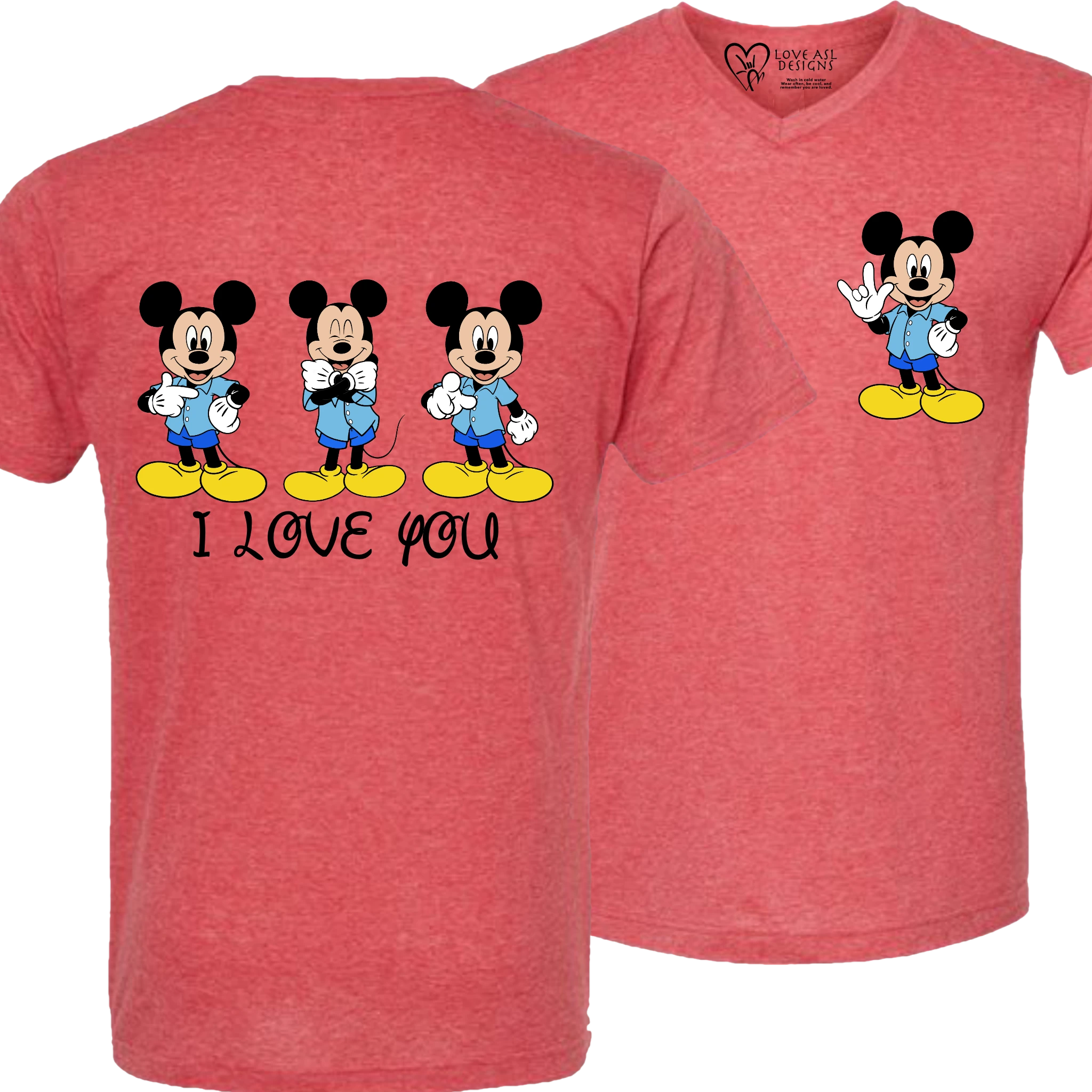 Mickey ILY I Love You V-Neck T-Shirt (MEN)
