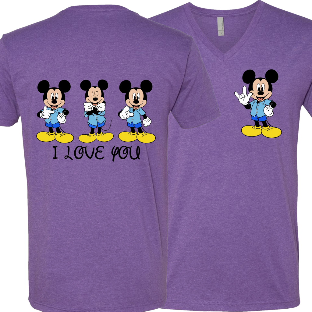 Mickey ILY I Love You V-Neck T-Shirt (MEN)