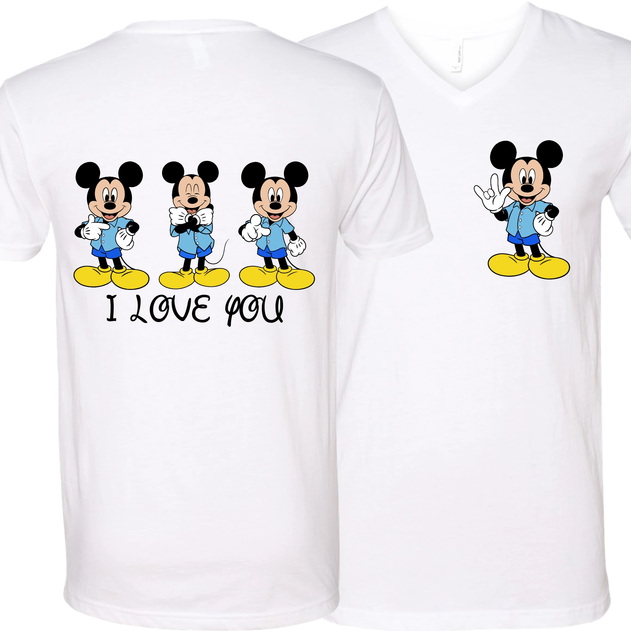 Mickey ILY I Love You V-Neck T-Shirt (MEN)