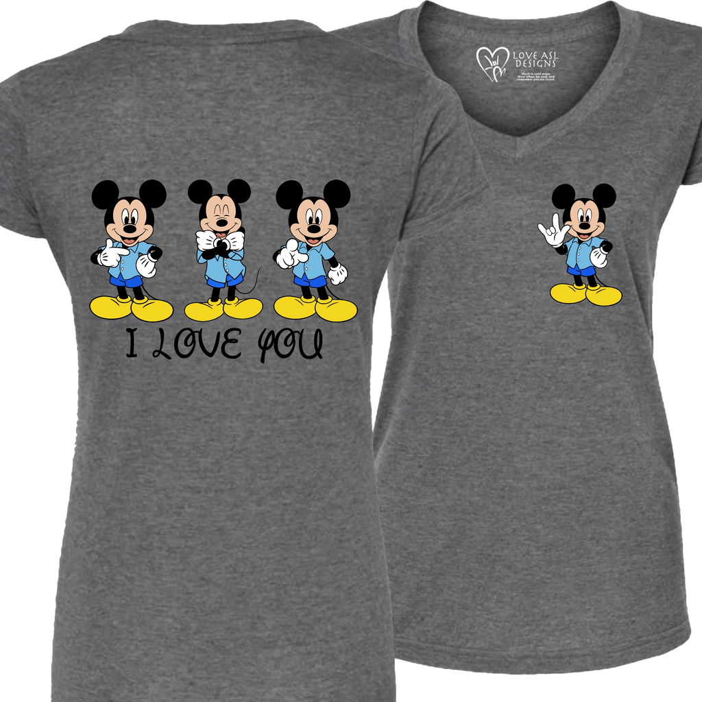 Mickey ILY I Love You V-Neck T-Shirt (WOMEN)