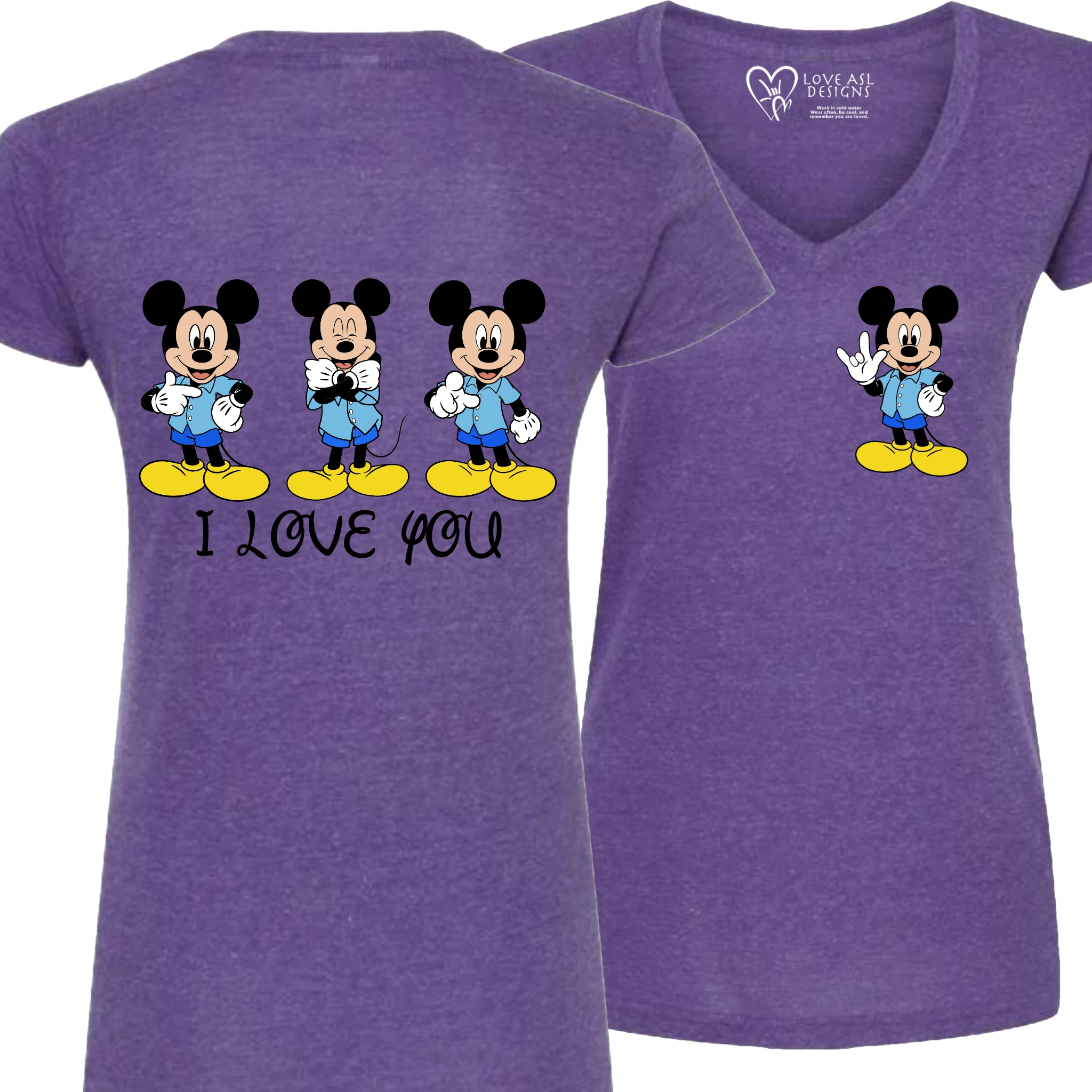 Mickey ILY I Love You V-Neck T-Shirt (WOMEN)