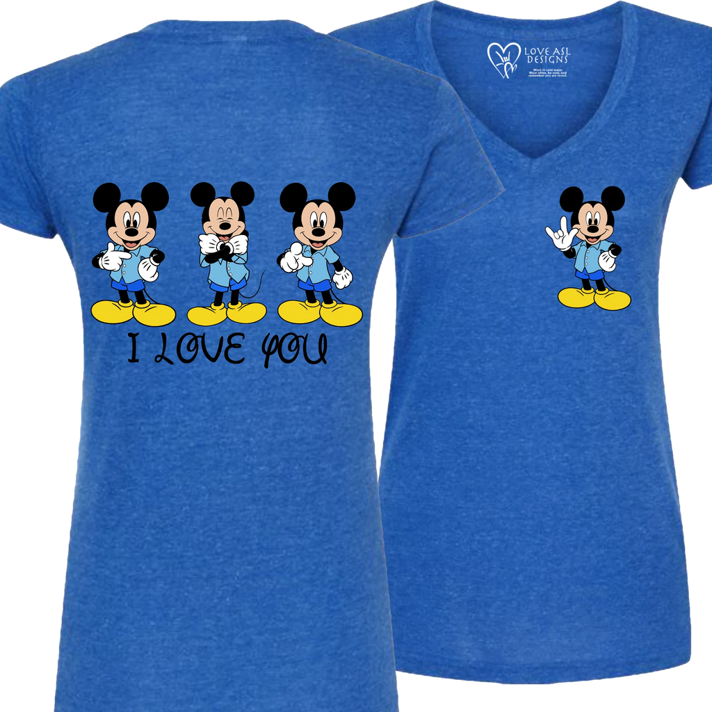 Mickey ILY I Love You V-Neck T-Shirt (WOMEN)