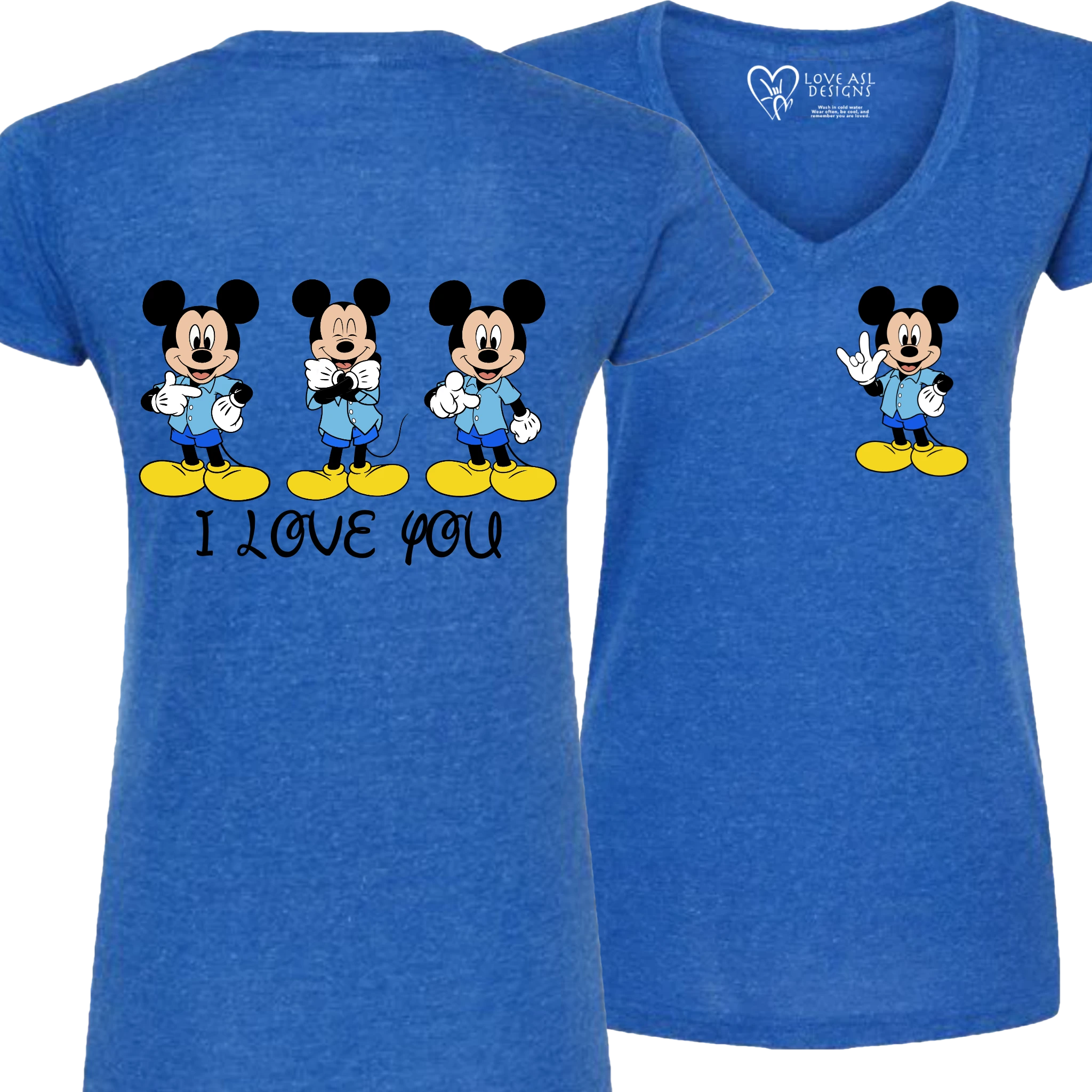 Mickey ILY I Love You V-Neck T-Shirt (WOMEN)