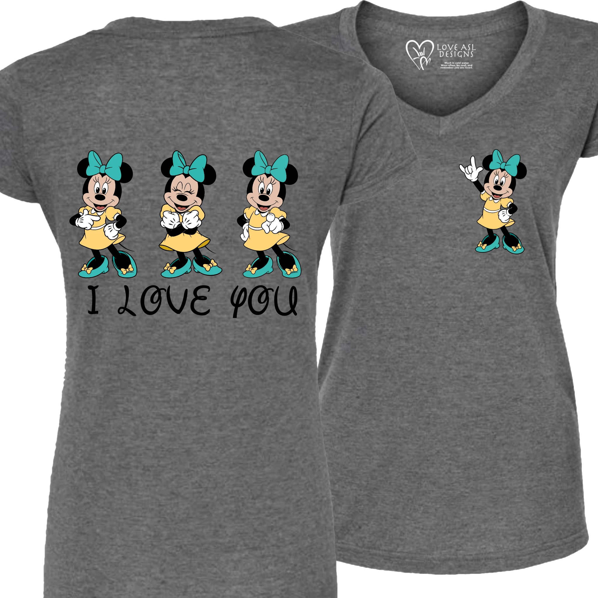 Minnie ILY I Love You V-Neck T-Shirt (WOMEN)