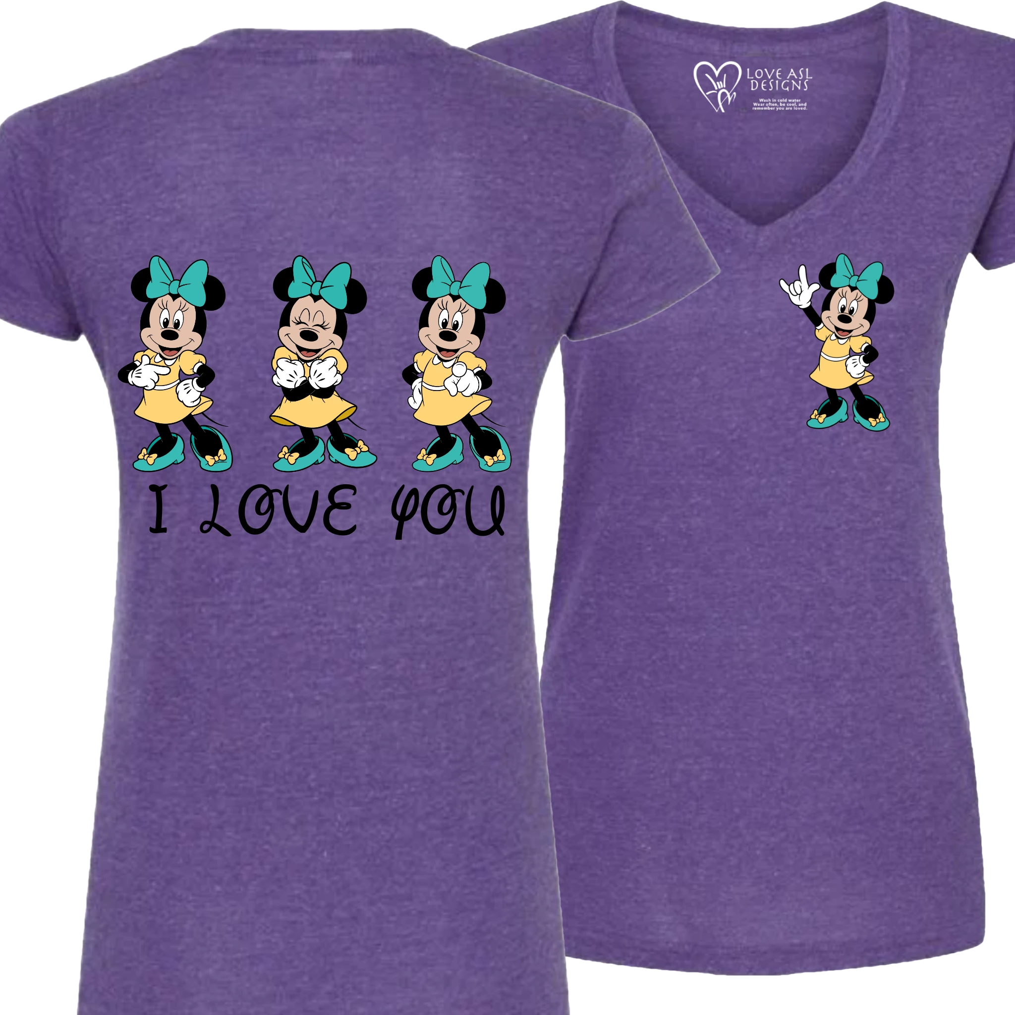 Minnie ILY I Love You V-Neck T-Shirt (WOMEN)