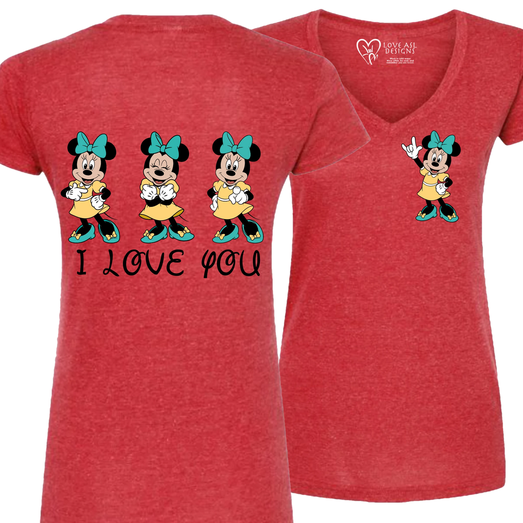 Minnie ILY I Love You V-Neck T-Shirt (WOMEN)