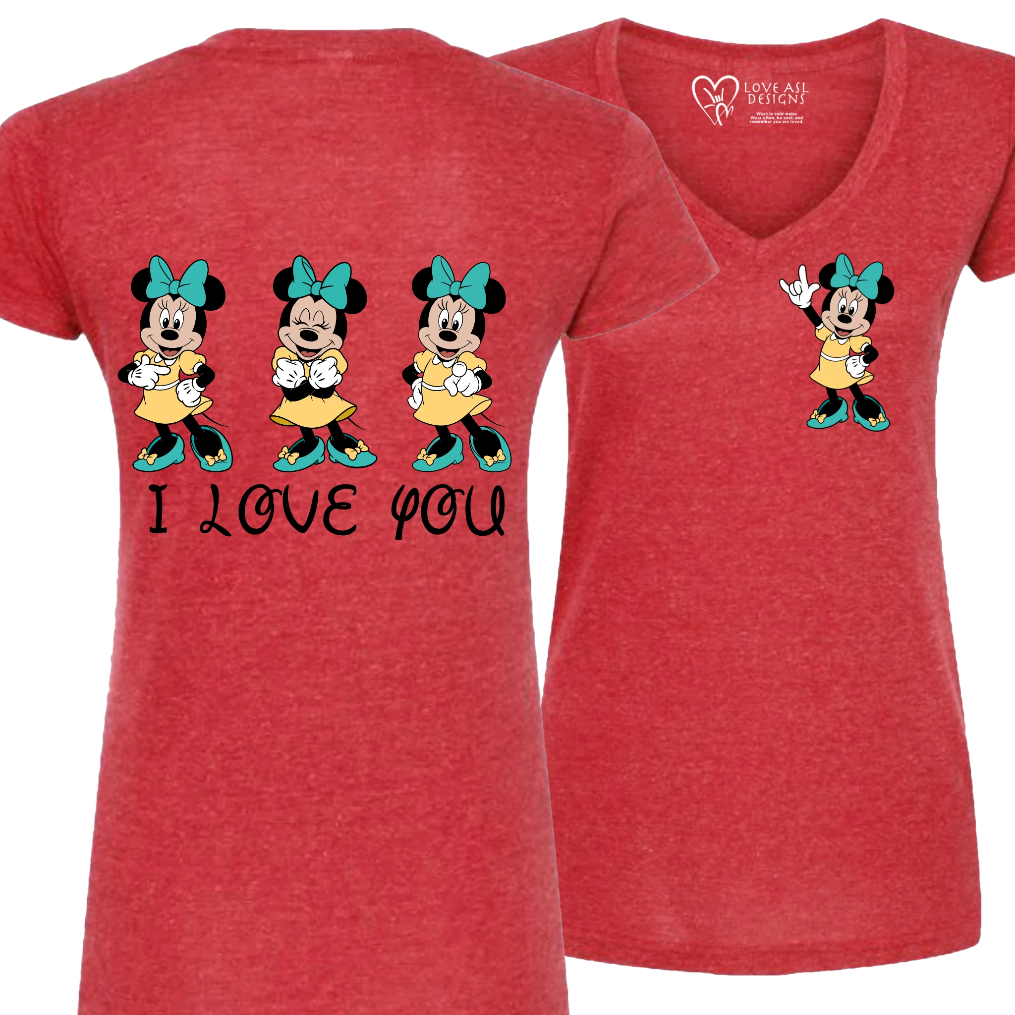 Minnie ILY I Love You V-Neck T-Shirt (WOMEN)