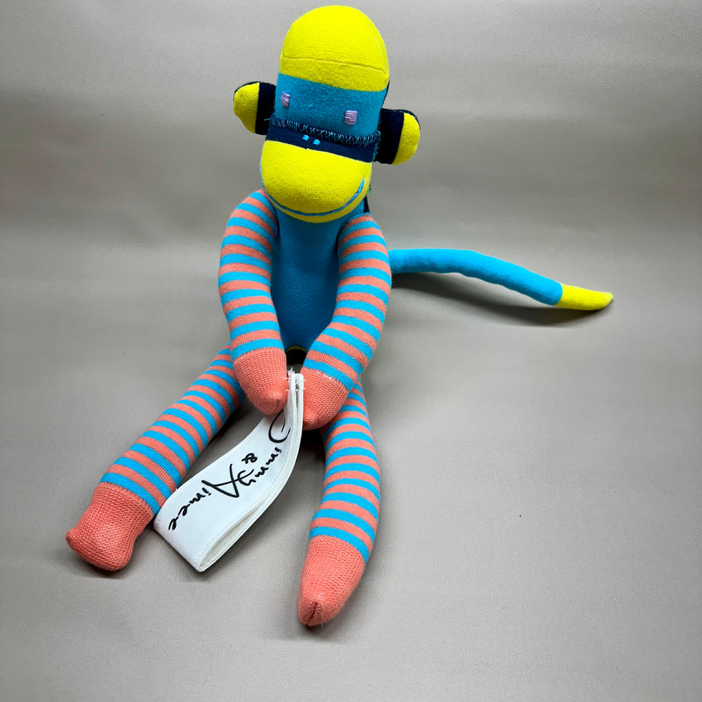 Sock Monkey - Blue, Salmon, Yellow