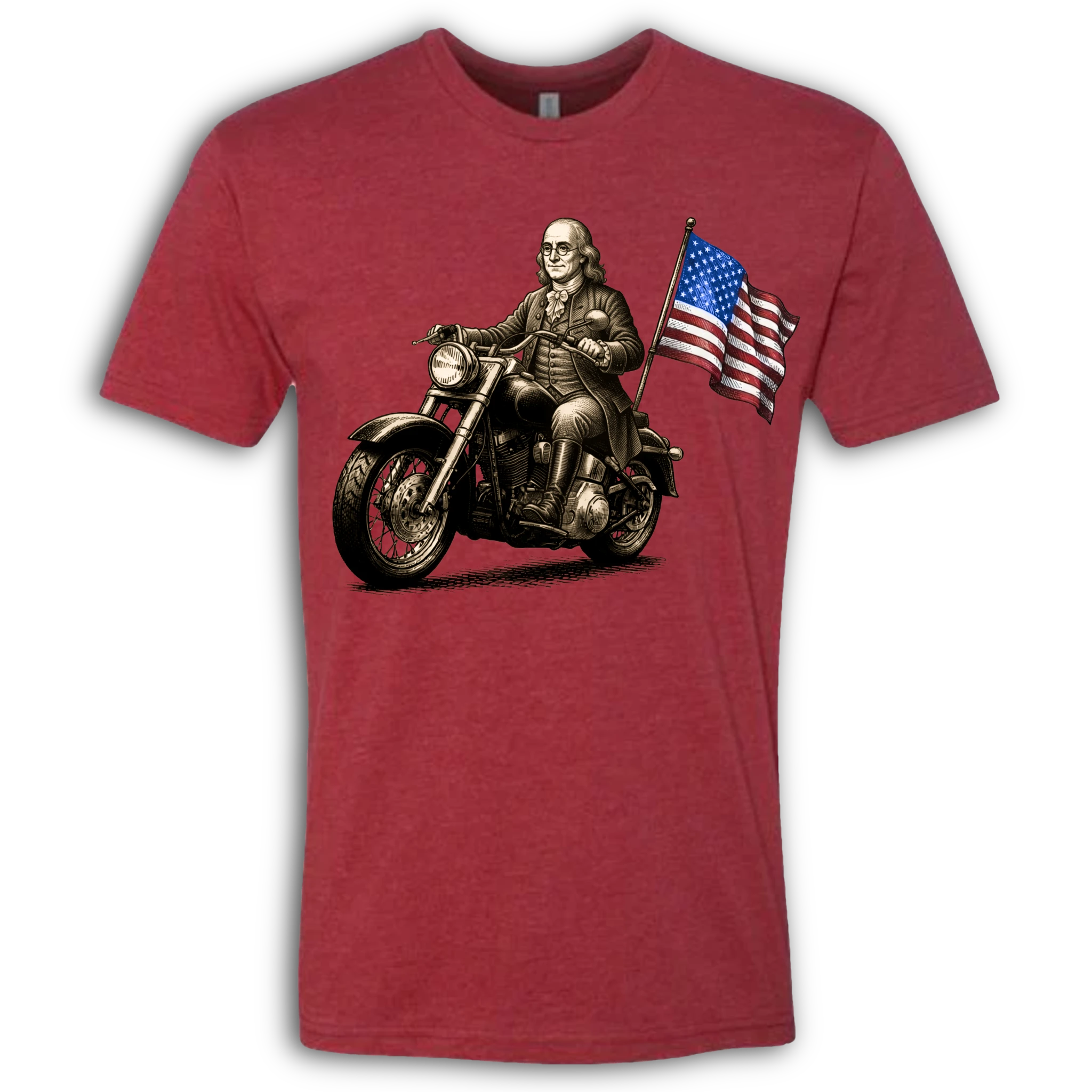 Benjamin Franklin on a Motorcycle