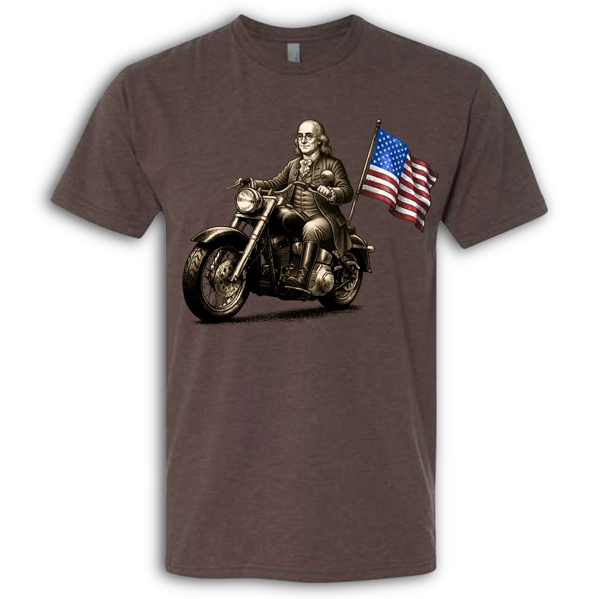 Benjamin Franklin on a Motorcycle