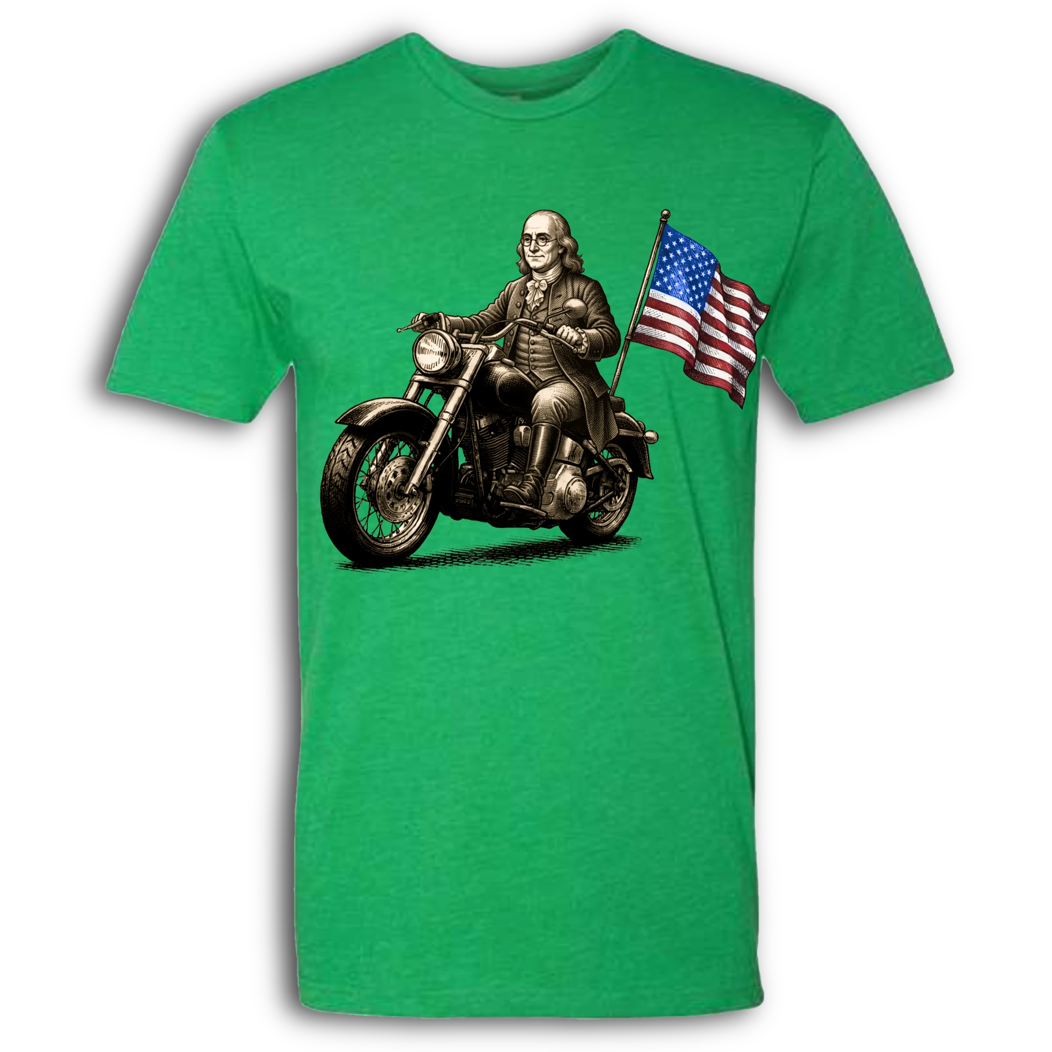 Benjamin Franklin on a Motorcycle
