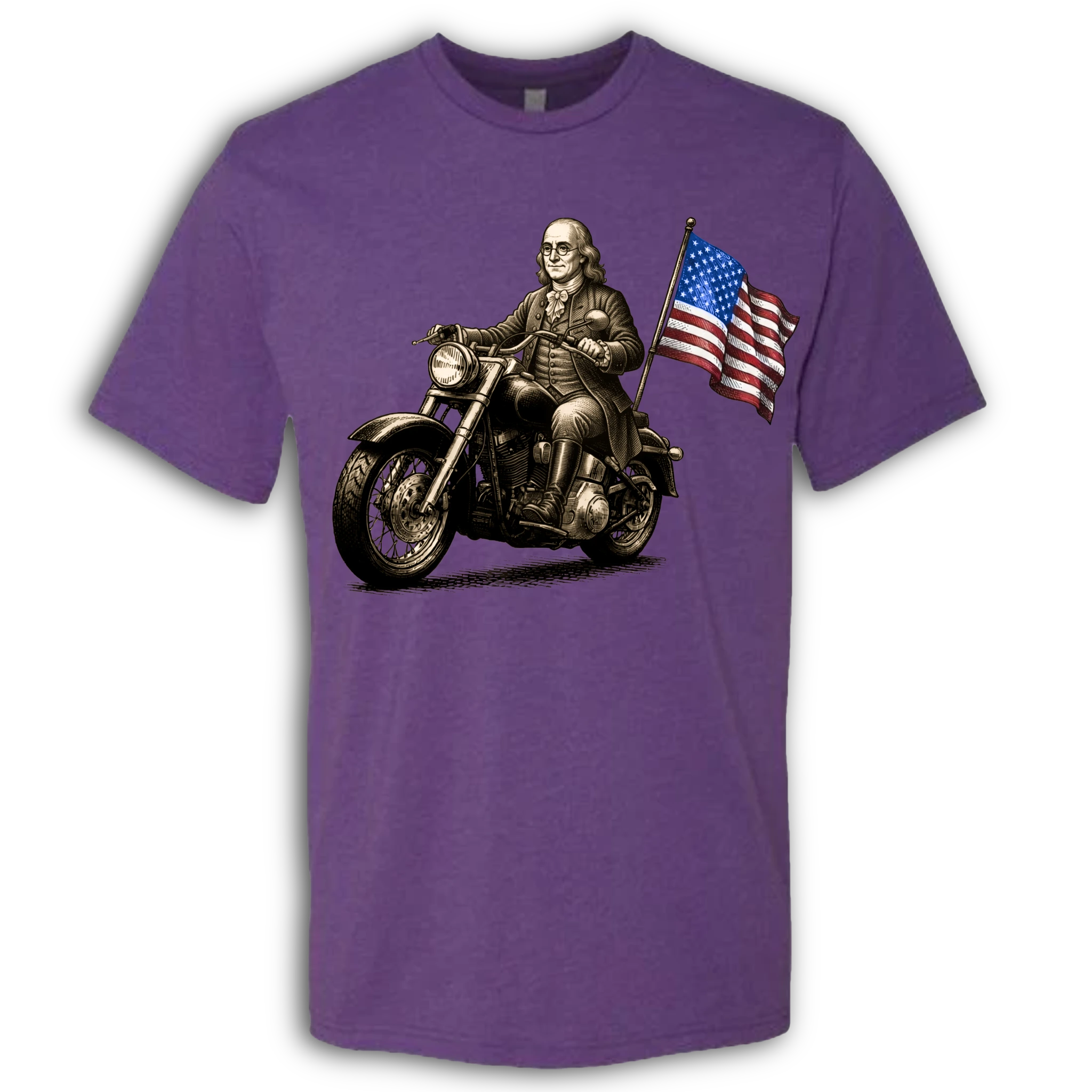 Benjamin Franklin on a Motorcycle