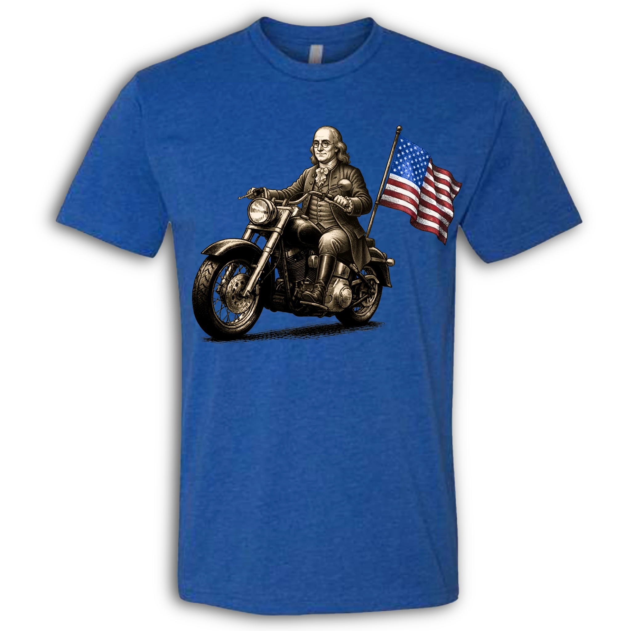 Benjamin Franklin on a Motorcycle