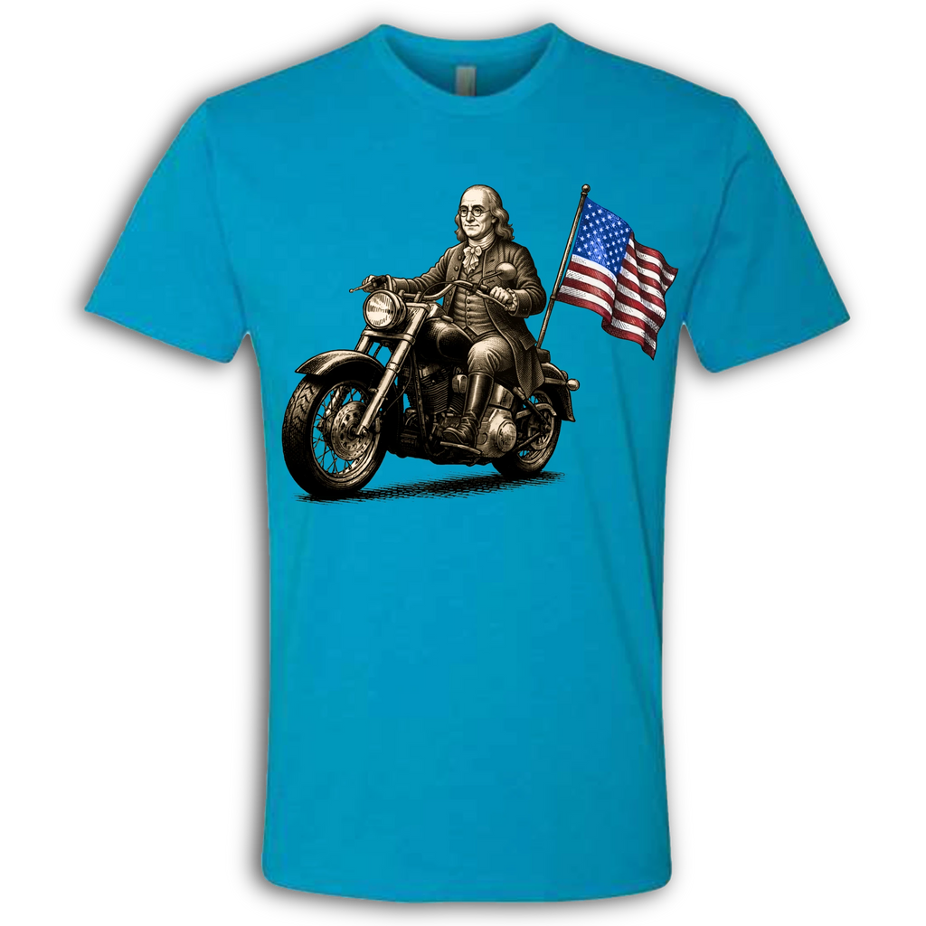 Benjamin Franklin on a Motorcycle