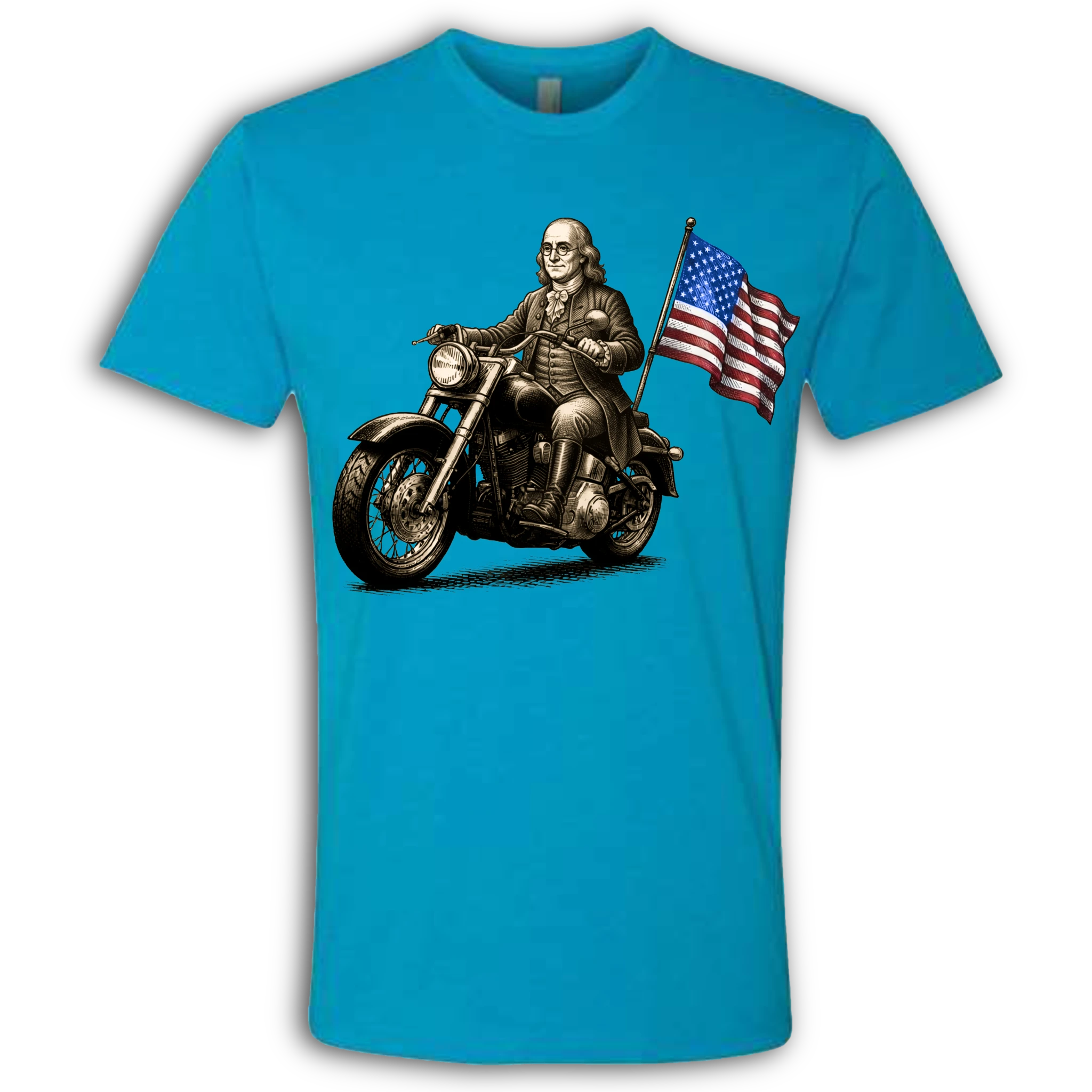 Benjamin Franklin on a Motorcycle