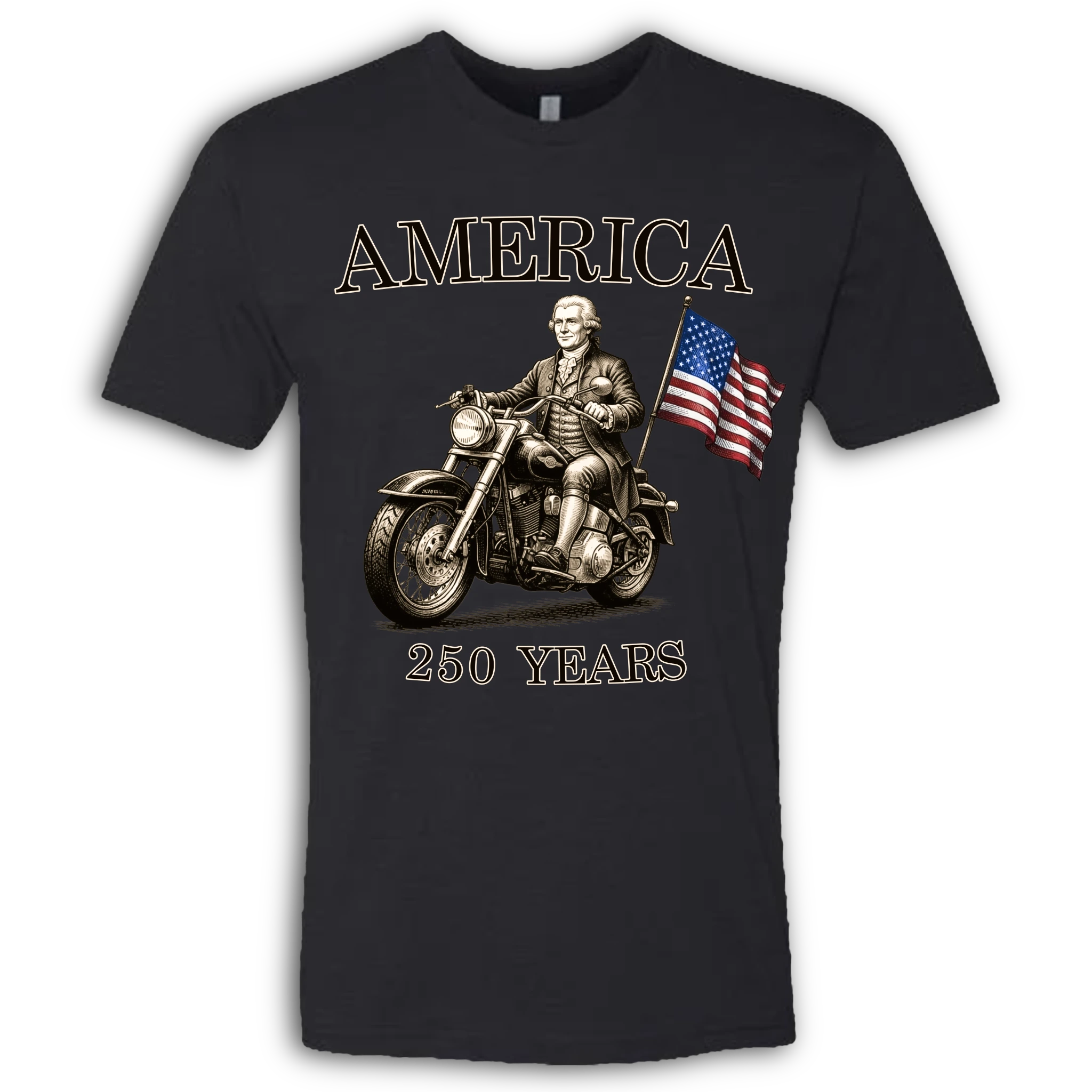 250 Years of America Thomas Jefferson on a Motorcycle