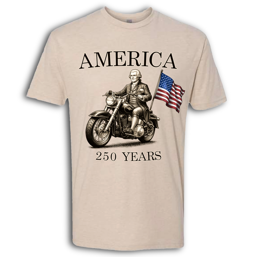 250 Years of America Thomas Jefferson on a Motorcycle