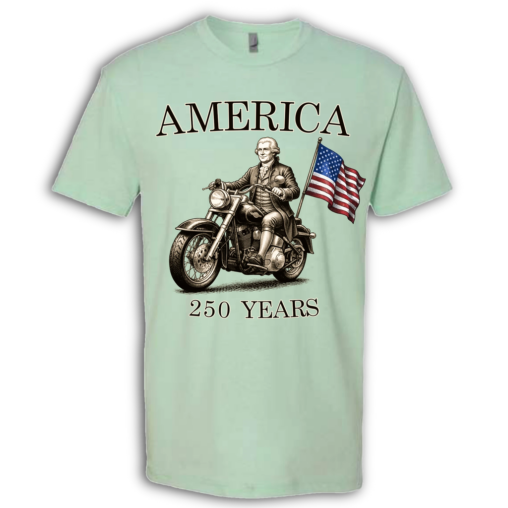 250 Years of America Thomas Jefferson on a Motorcycle